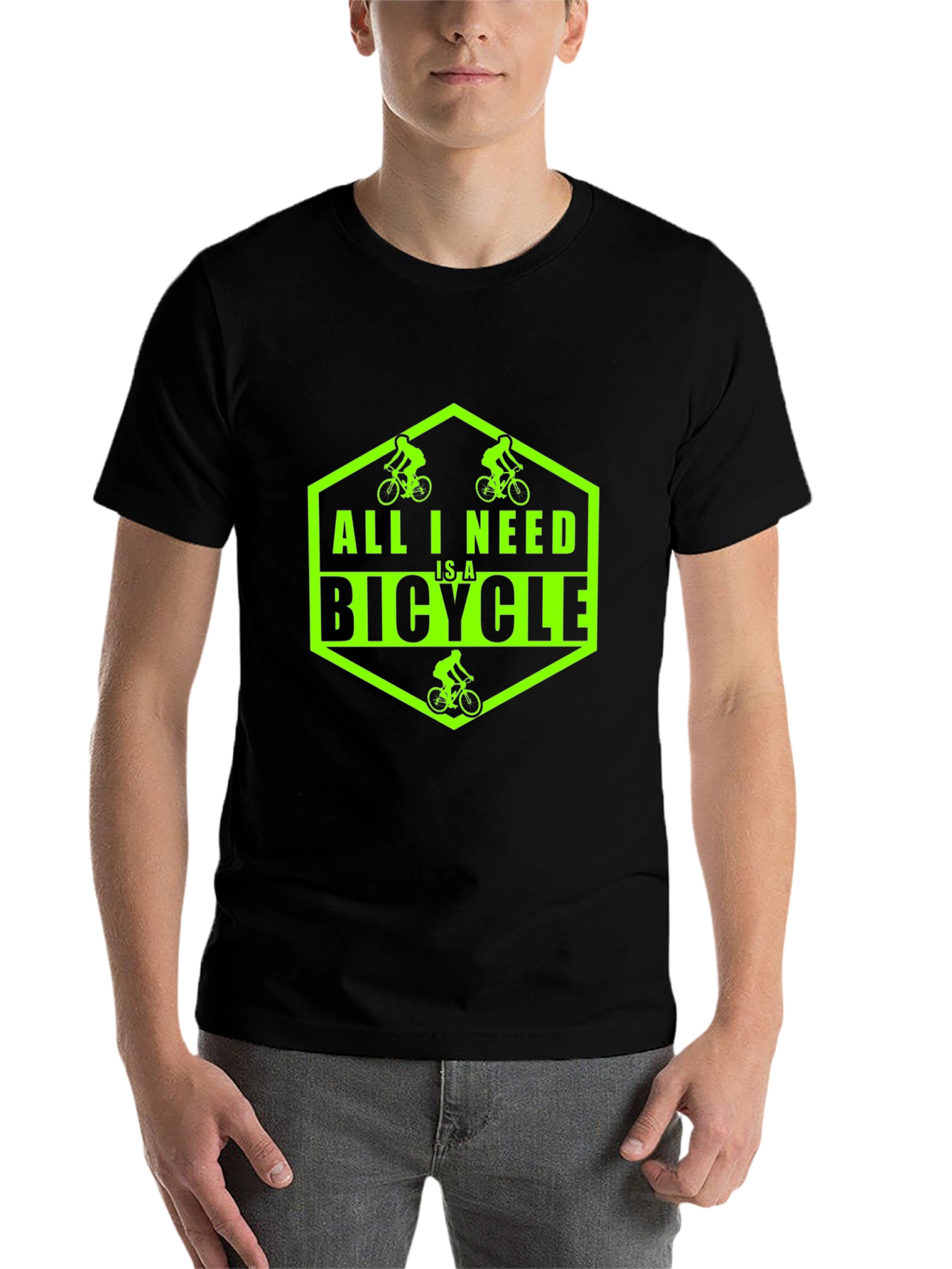 Black All I Need Is A Bicycle Graphic T-Shirt view 7