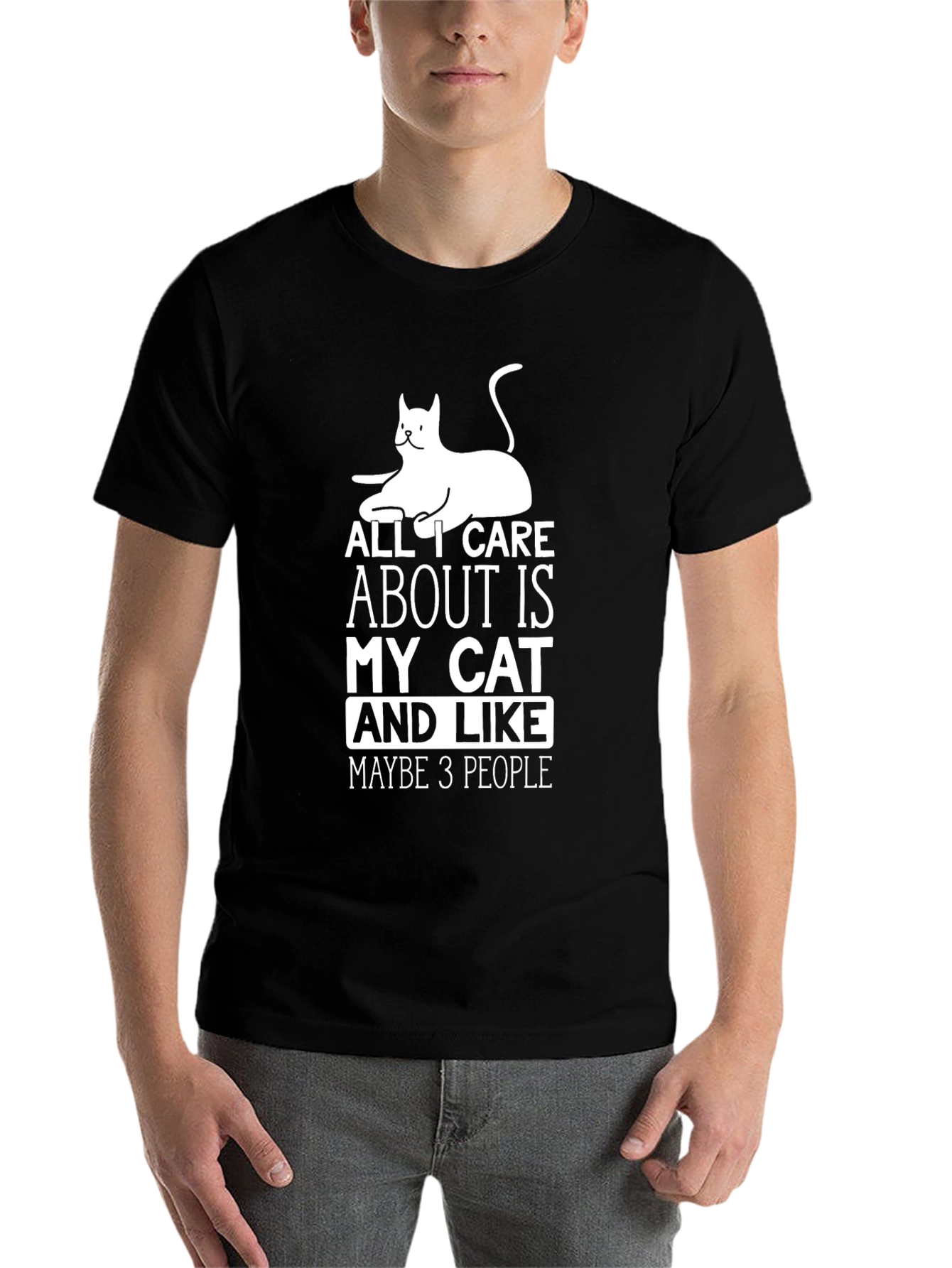 Black Cat Lover T-Shirt - All I Care About Is My Cat view 7