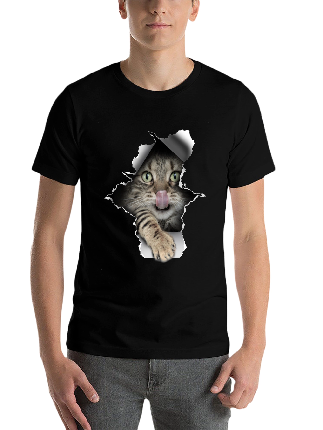 Black Cat Graphic Black T-Shirt view 7
