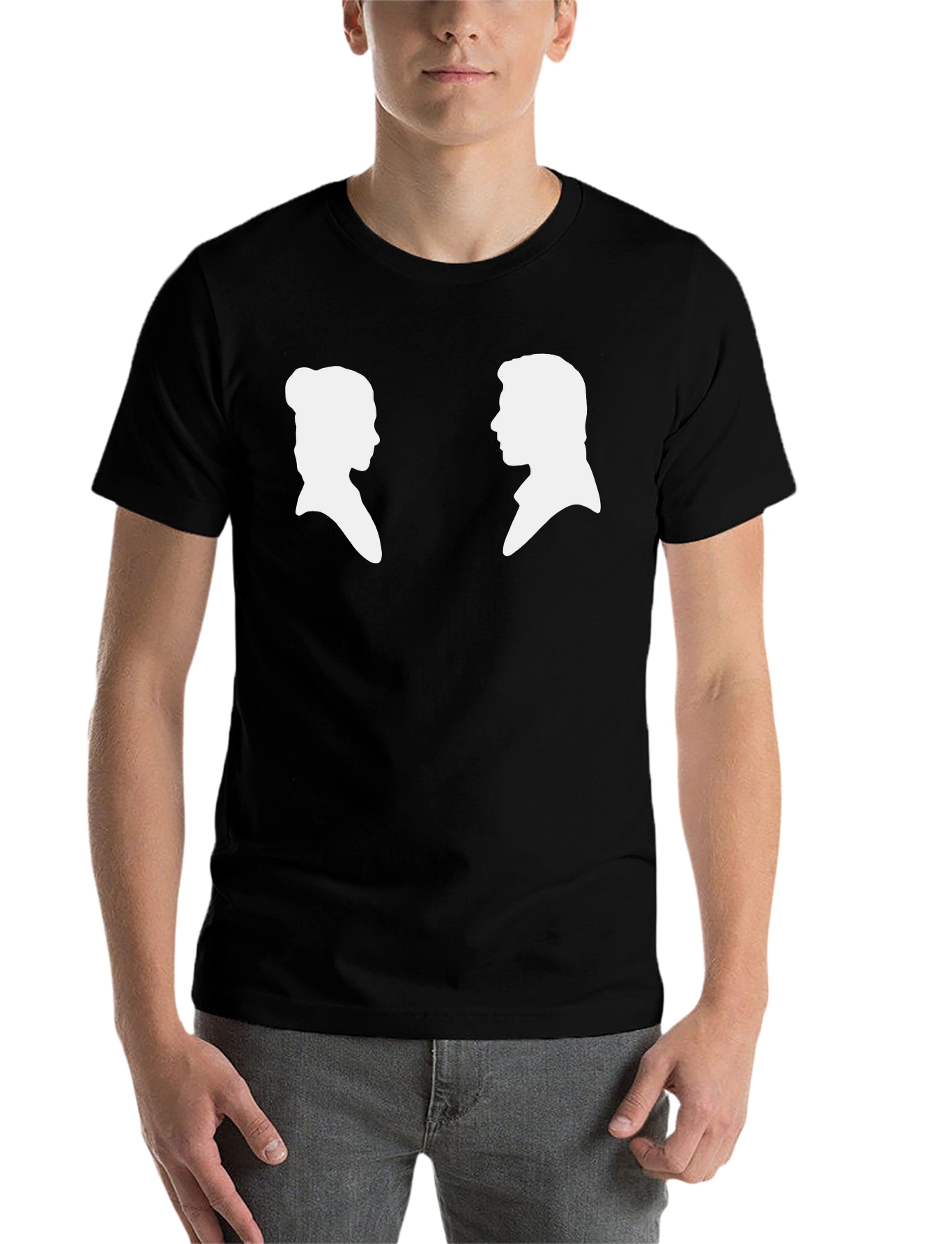 Black Silhouette Couple Graphic Tee - Black view 7