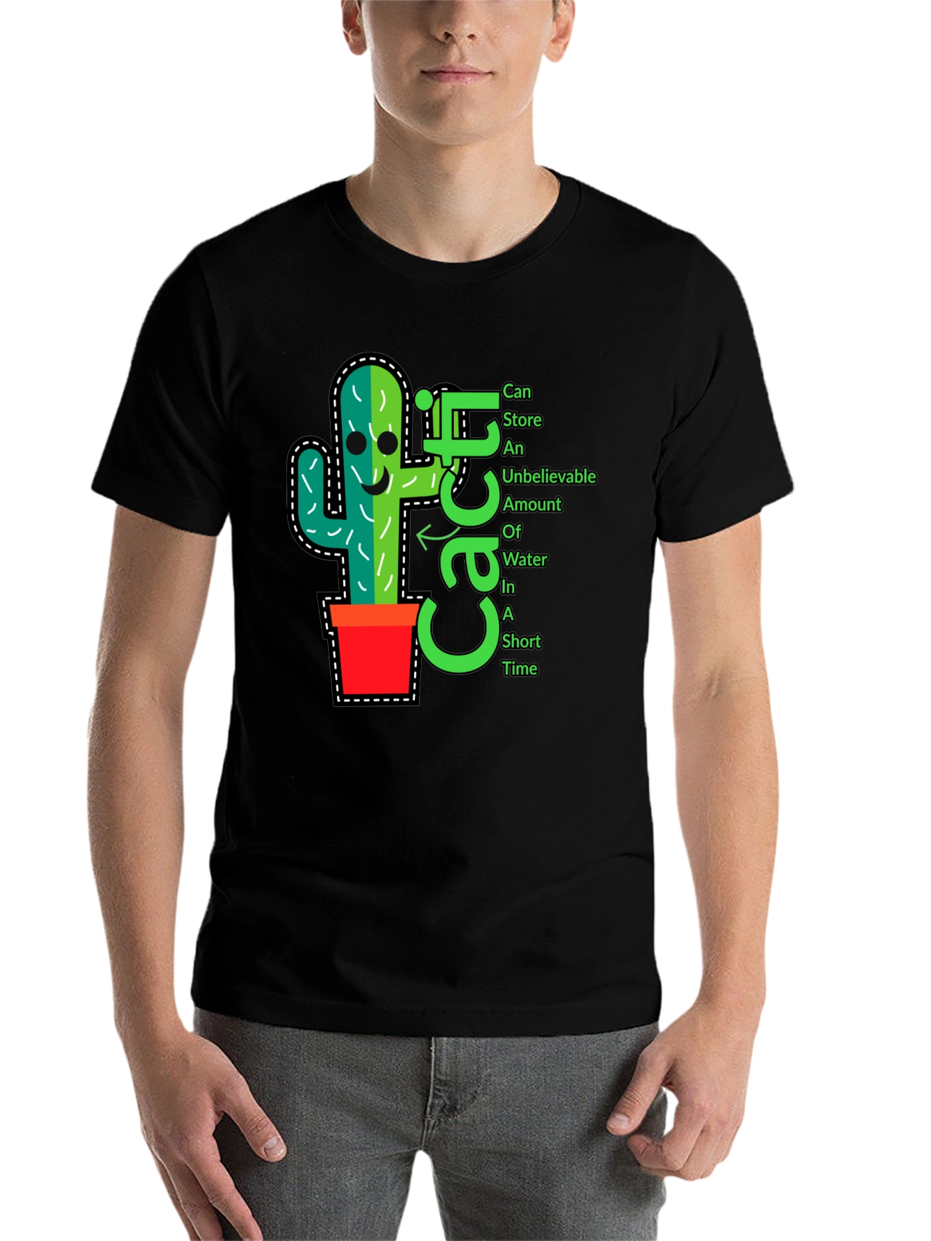 Black Cactus T-Shirt: Fun, Unique Plant Graphic Tee view 7