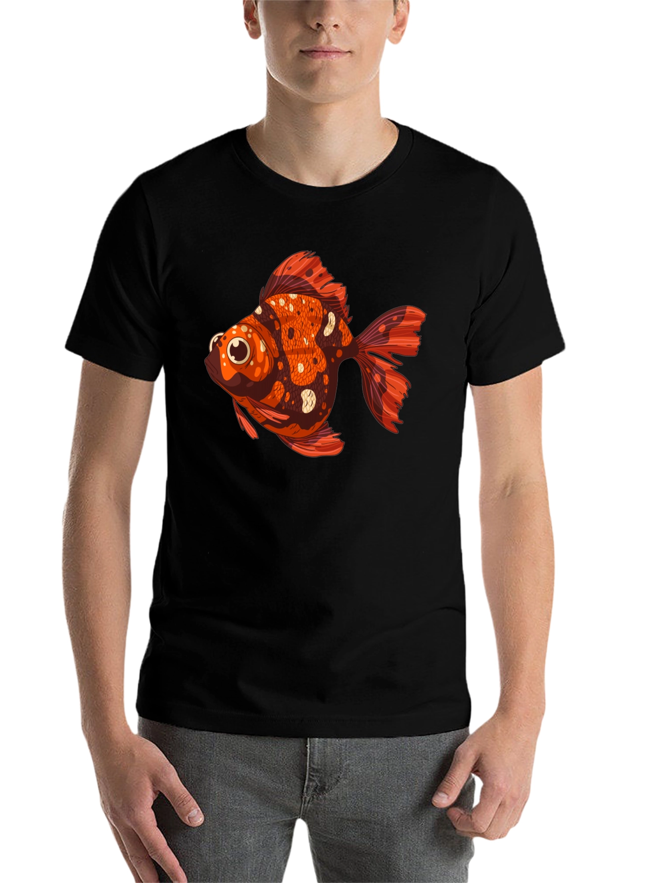 Black Goldfish Graphic Tee - Unique Animal T-Shirt view 7