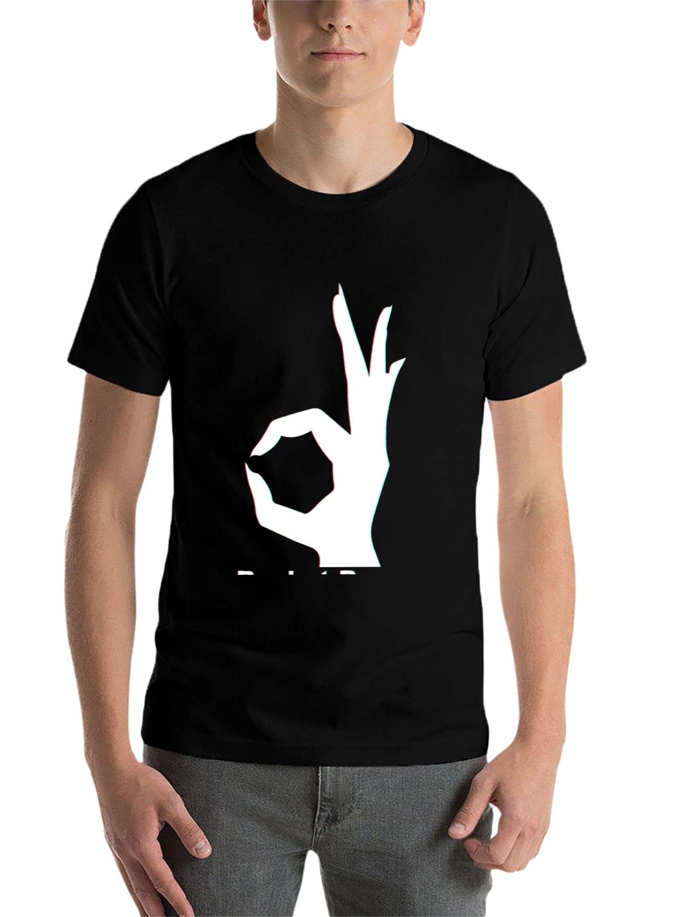 Black Trendy OK Sign Graphic Black T-Shirt view 7