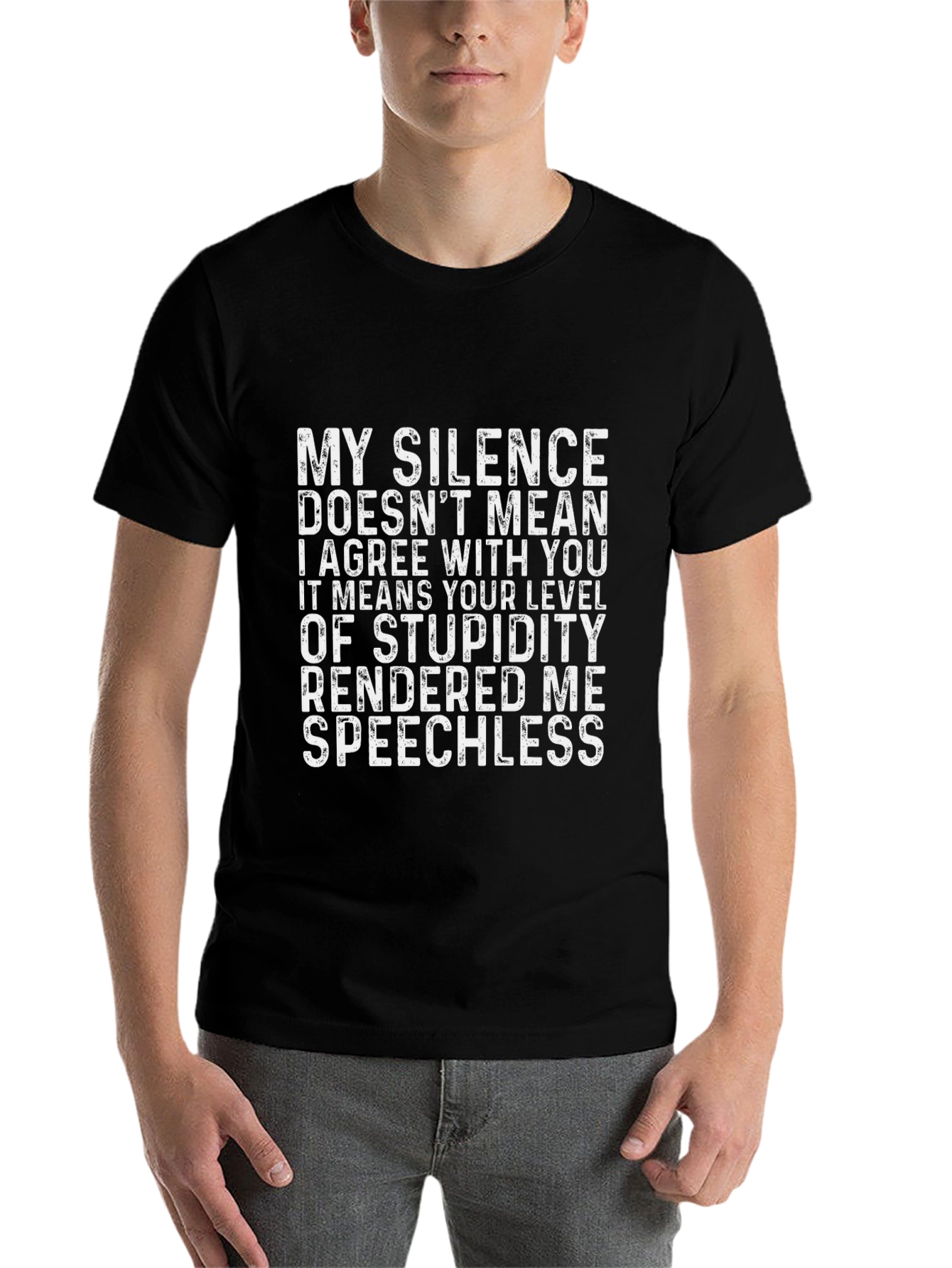Black Funny 'My Silence' Graphic T-Shirt view 7