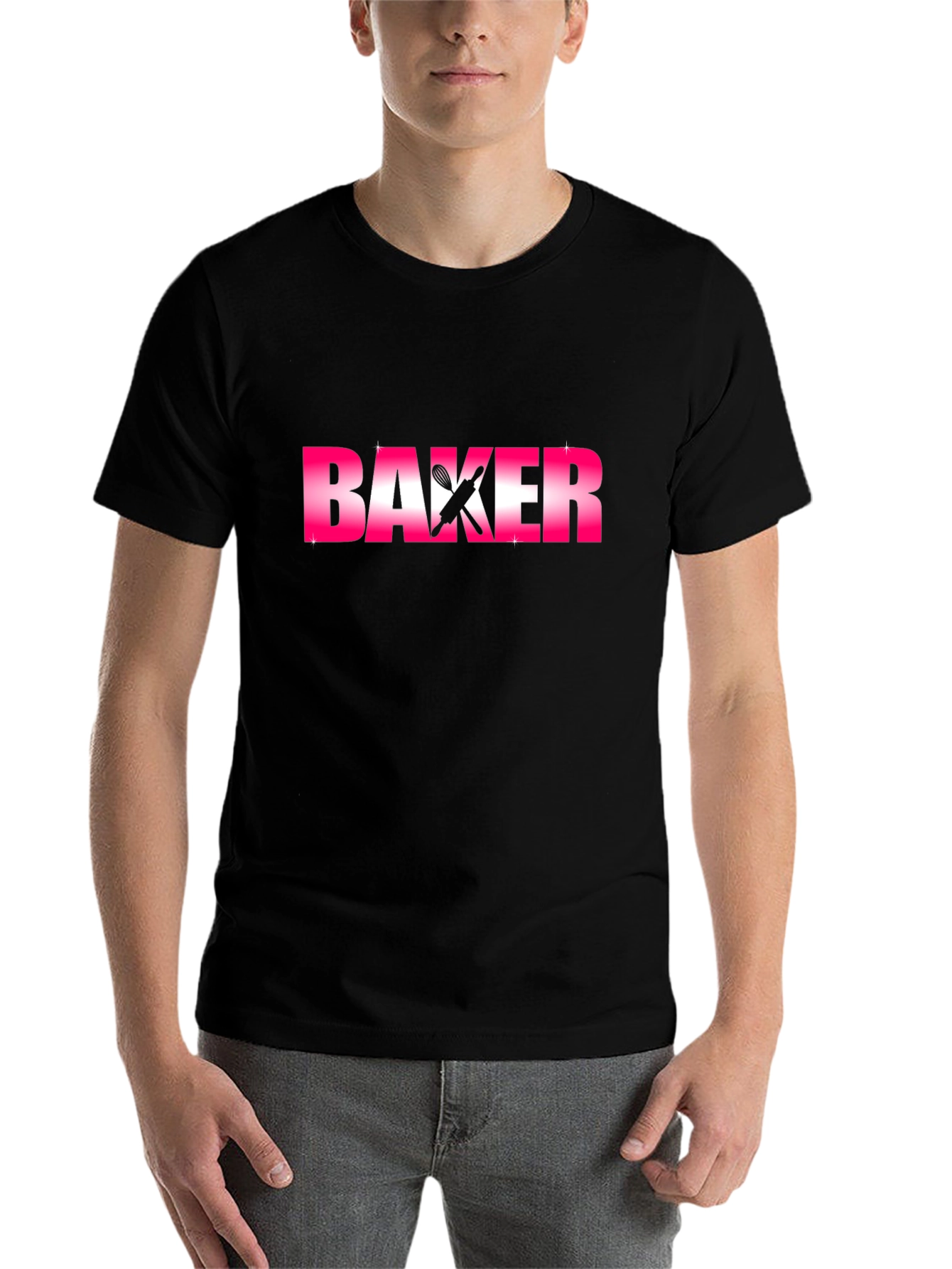 Black Baker Graphic Tee - Black Cotton T-Shirt view 7