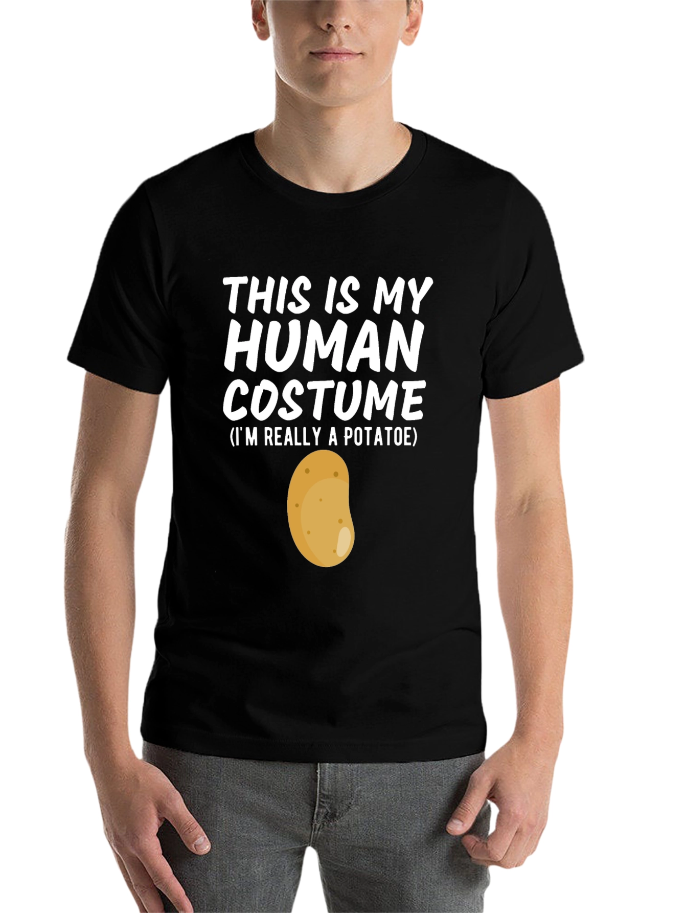 Black Funny Potato Costume T-Shirt view 7
