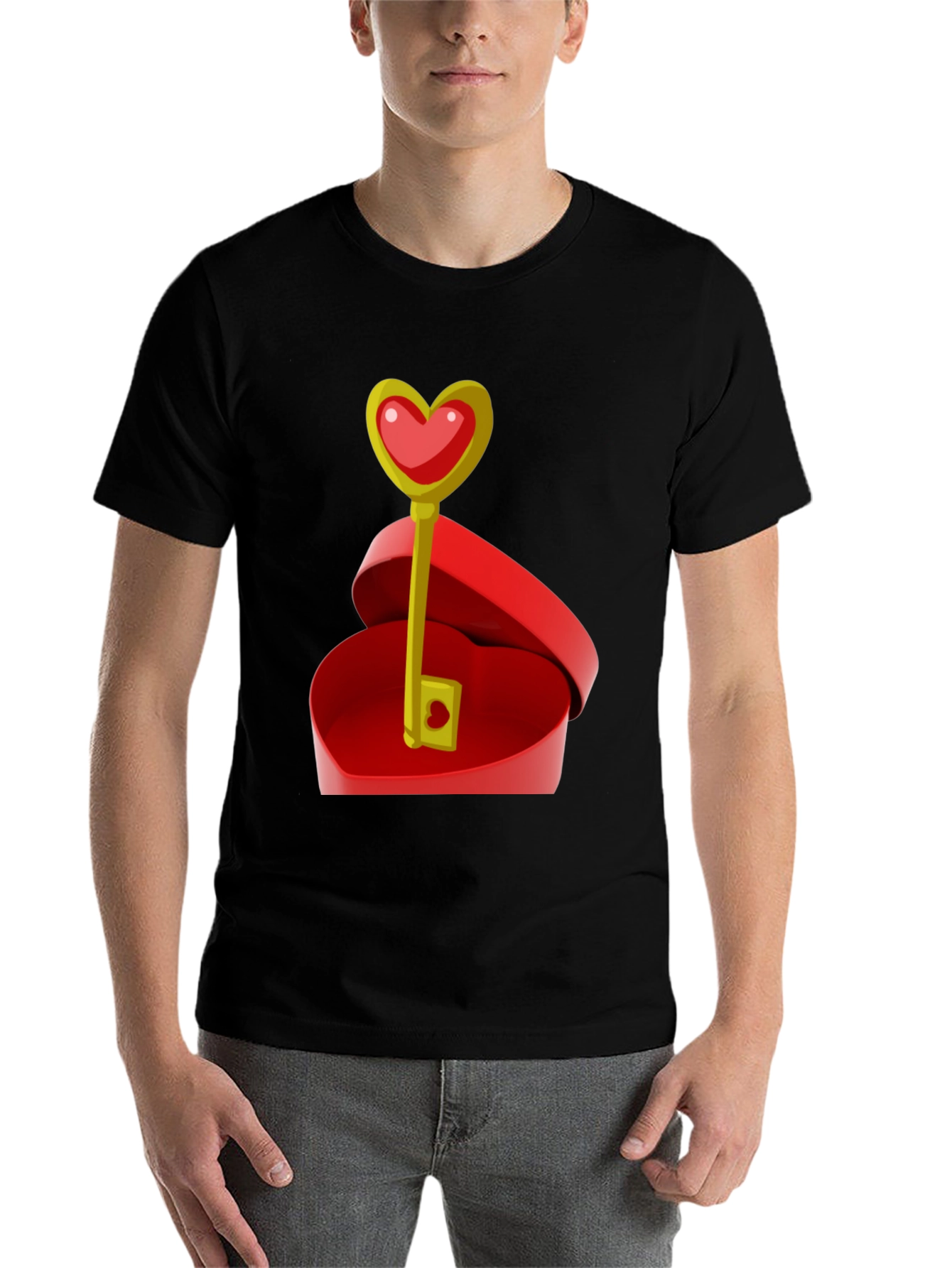 Black Heart Key Graphic Tee - Unlock Your Love! view 7