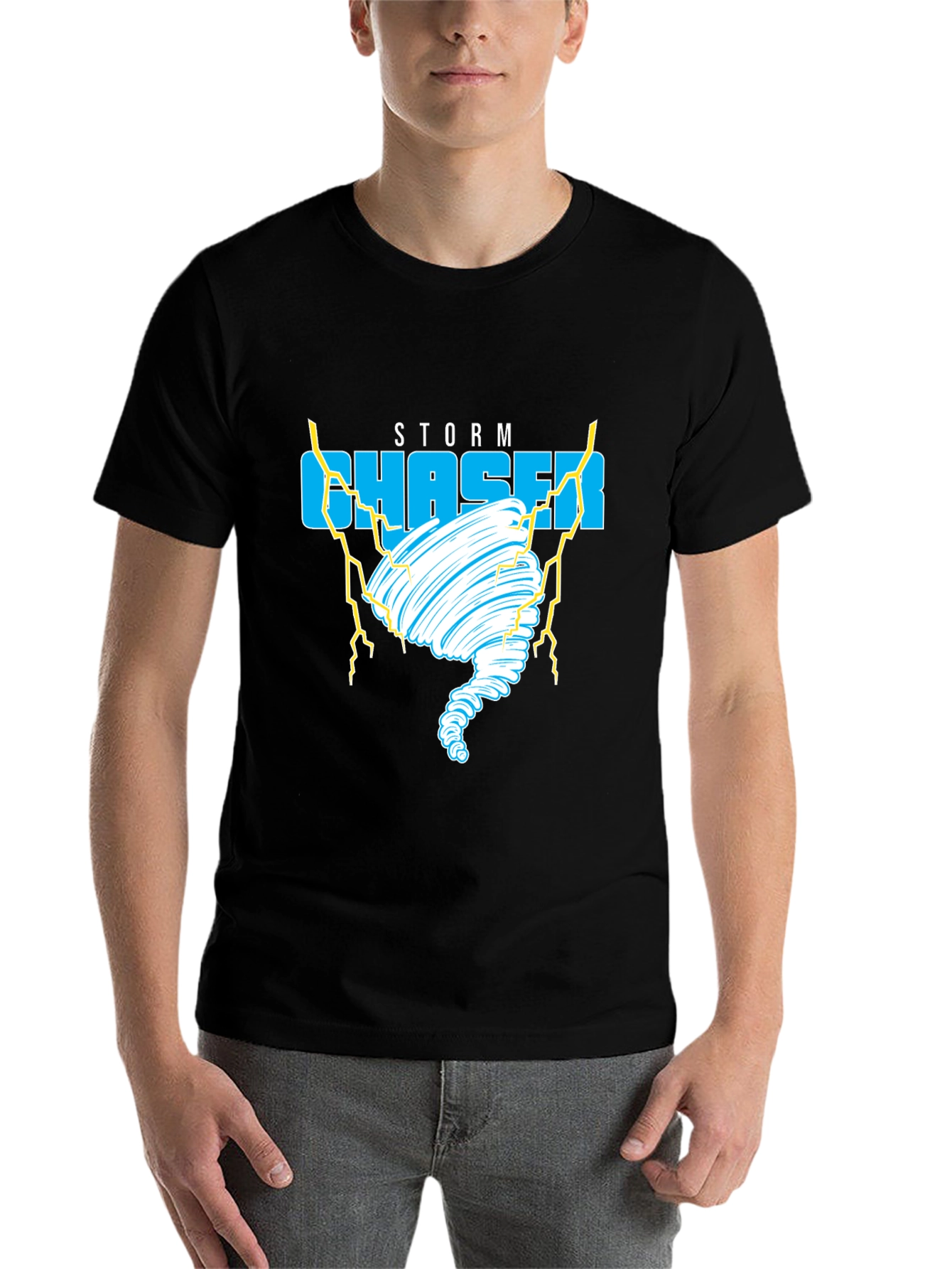 Black Storm Chaser Graphic Tee - Tornado Design view 7