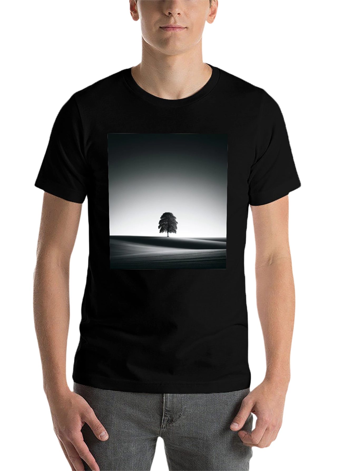 Black Monochrome Tree Graphic Tee - Artistic Menswear view 7