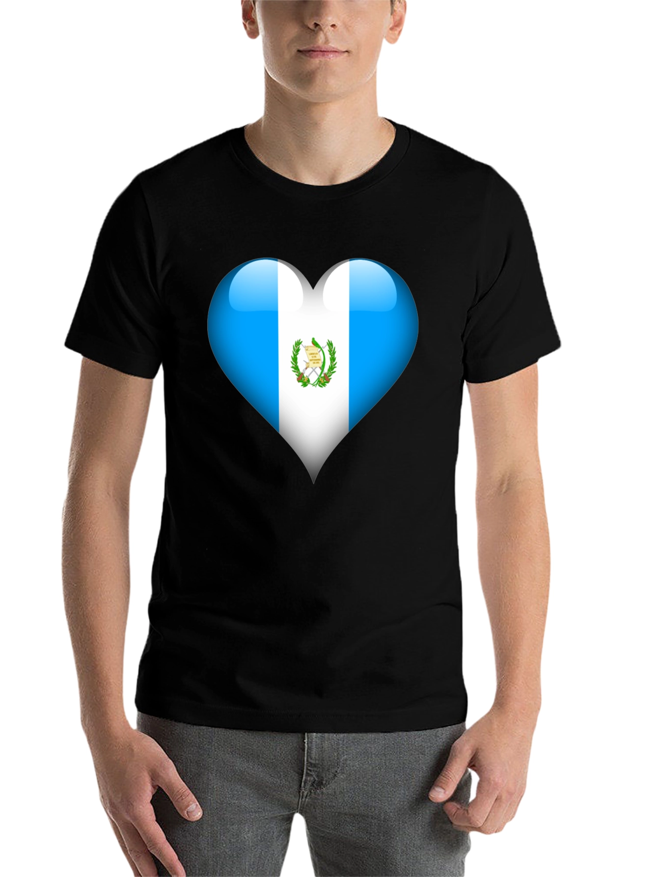 Guatemala Flag Heart T-Shirt - Black - 7