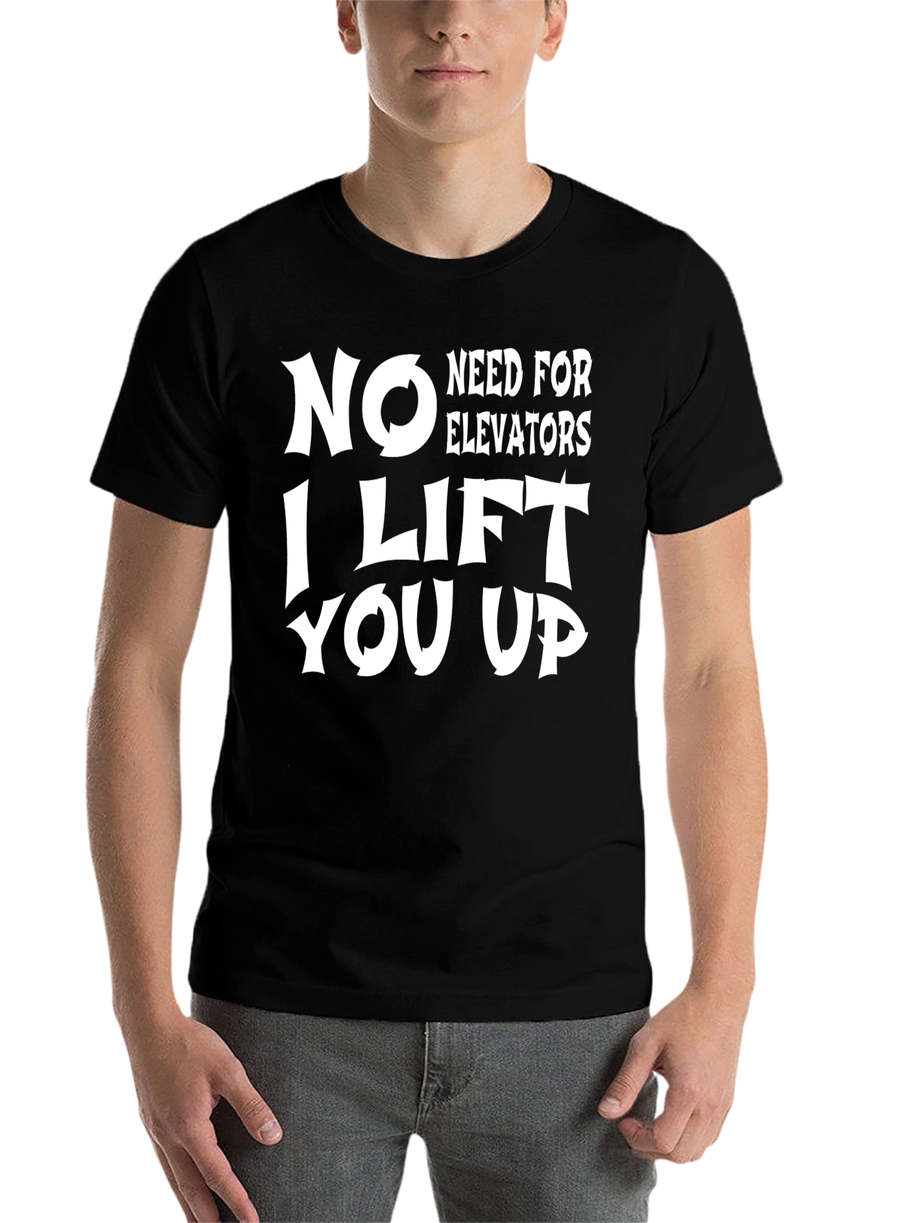 Black Funny "I Lift You Up" Graphic Tee view 7