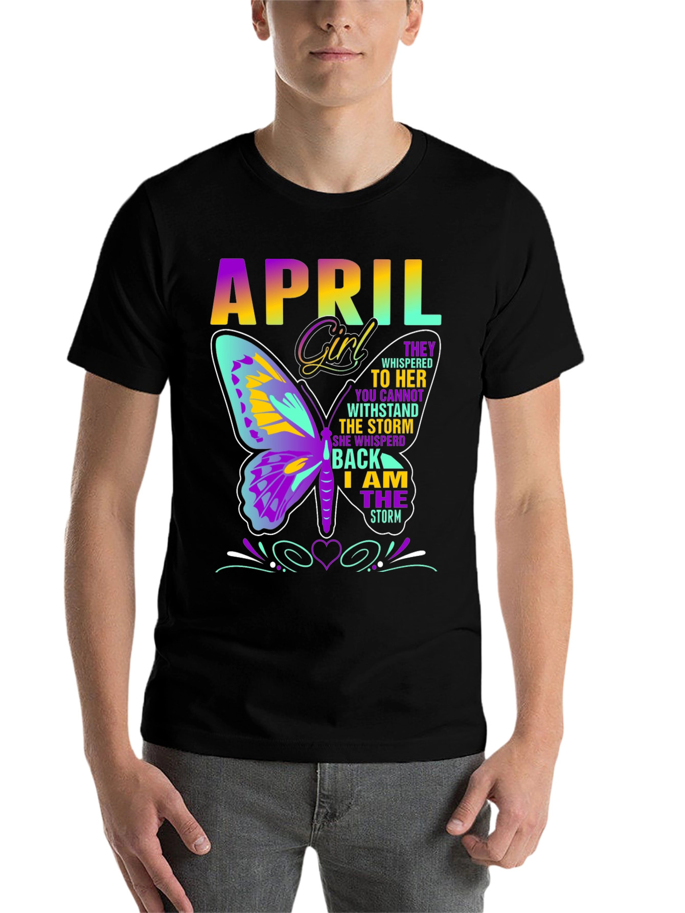Black April Girl Butterfly T-Shirt - Storm Strength view 7
