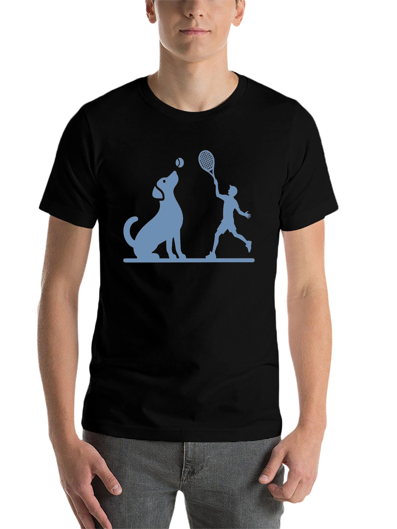 Black Dog & Tennis Player Graphic T-Shirt view 7
