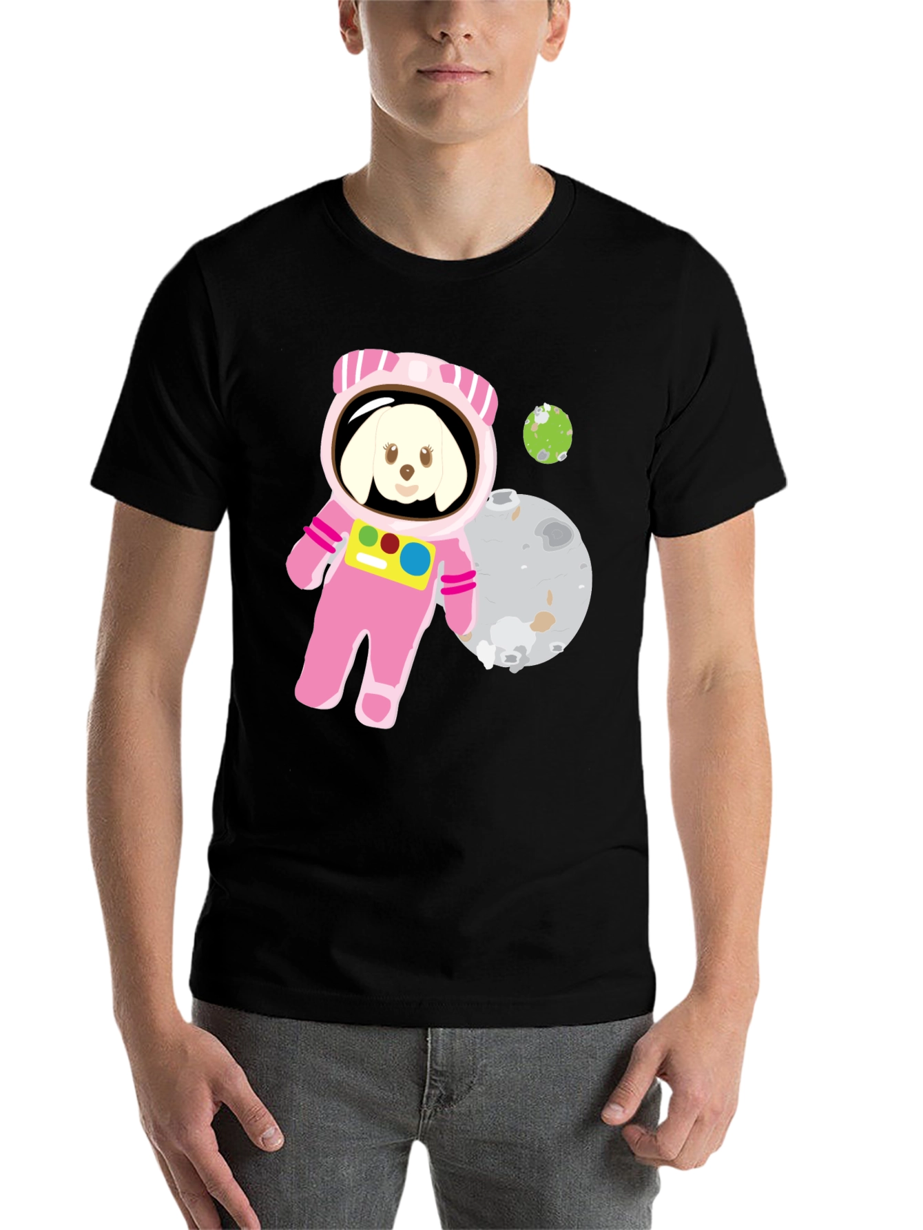 Black Dog Astronaut Graphic T-Shirt - Space Pup Tee view 7