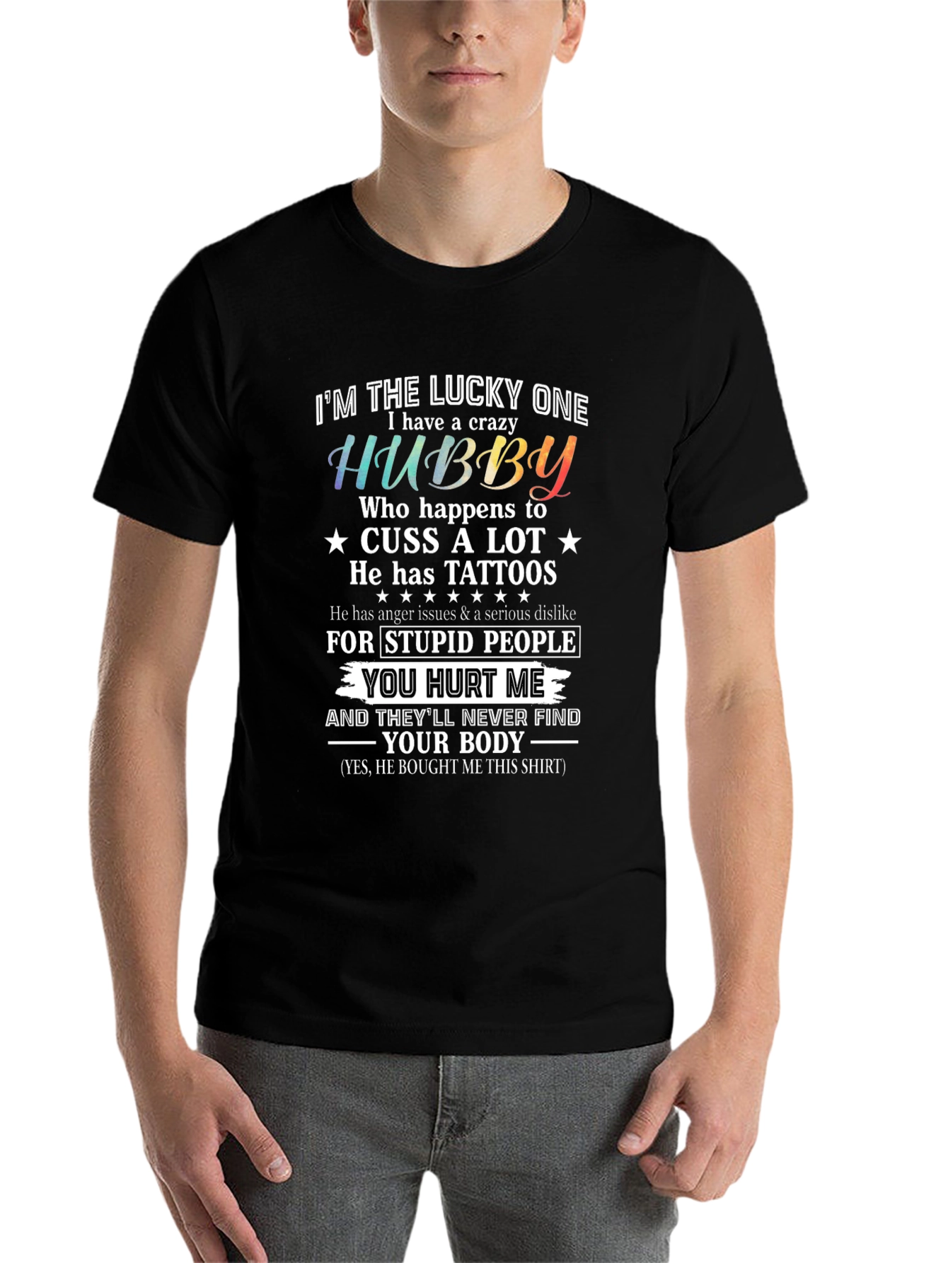 Black Crazy Hubby Graphic Tee - Husband Gift view 7