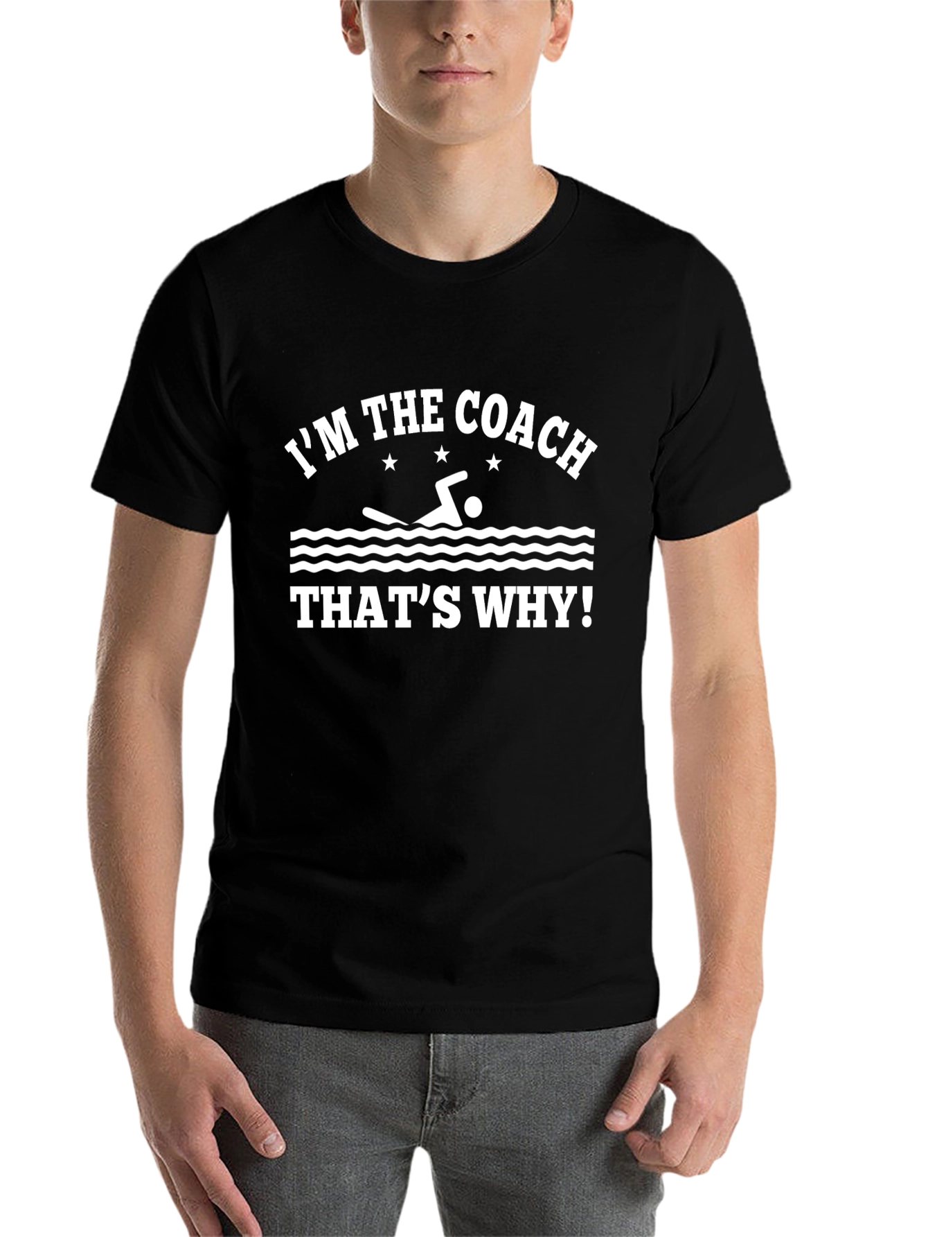 Black I'm the Coach T-Shirt, Swim Team Shirt, Black view 7