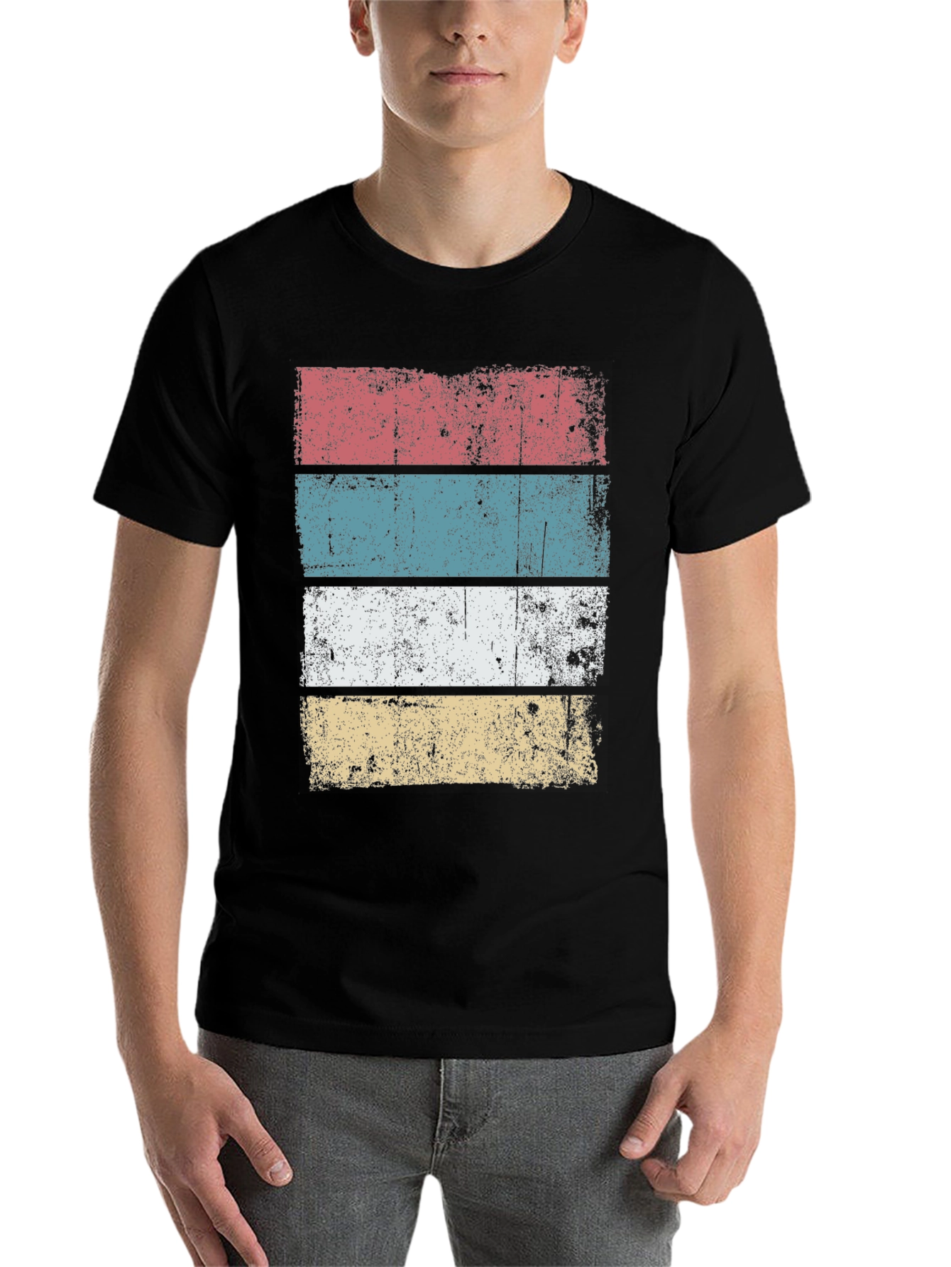 Black Retro Striped Graphic T-Shirt view 7