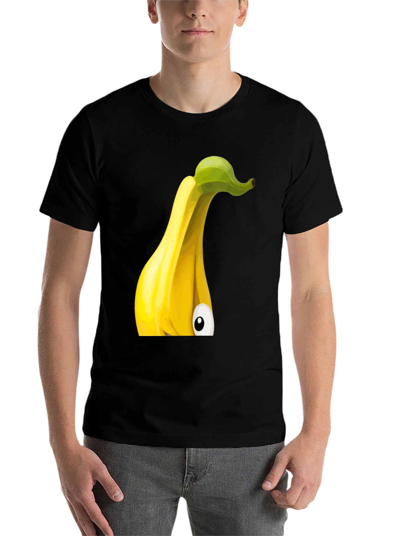 Black Funny Banana Cartoon Graphic T-Shirt view 7