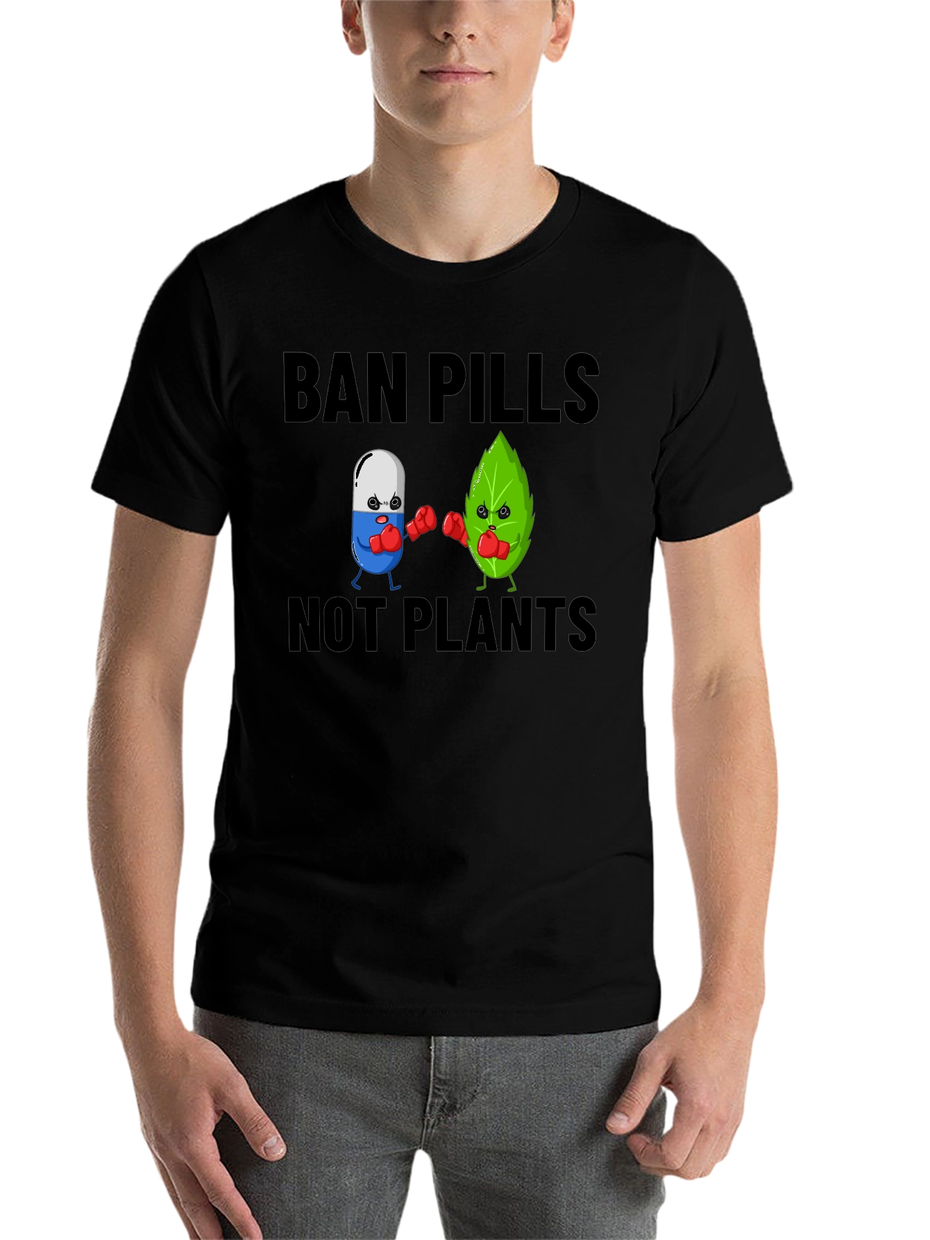 Black Ban Pills Not Plants Graphic T-Shirt view 7