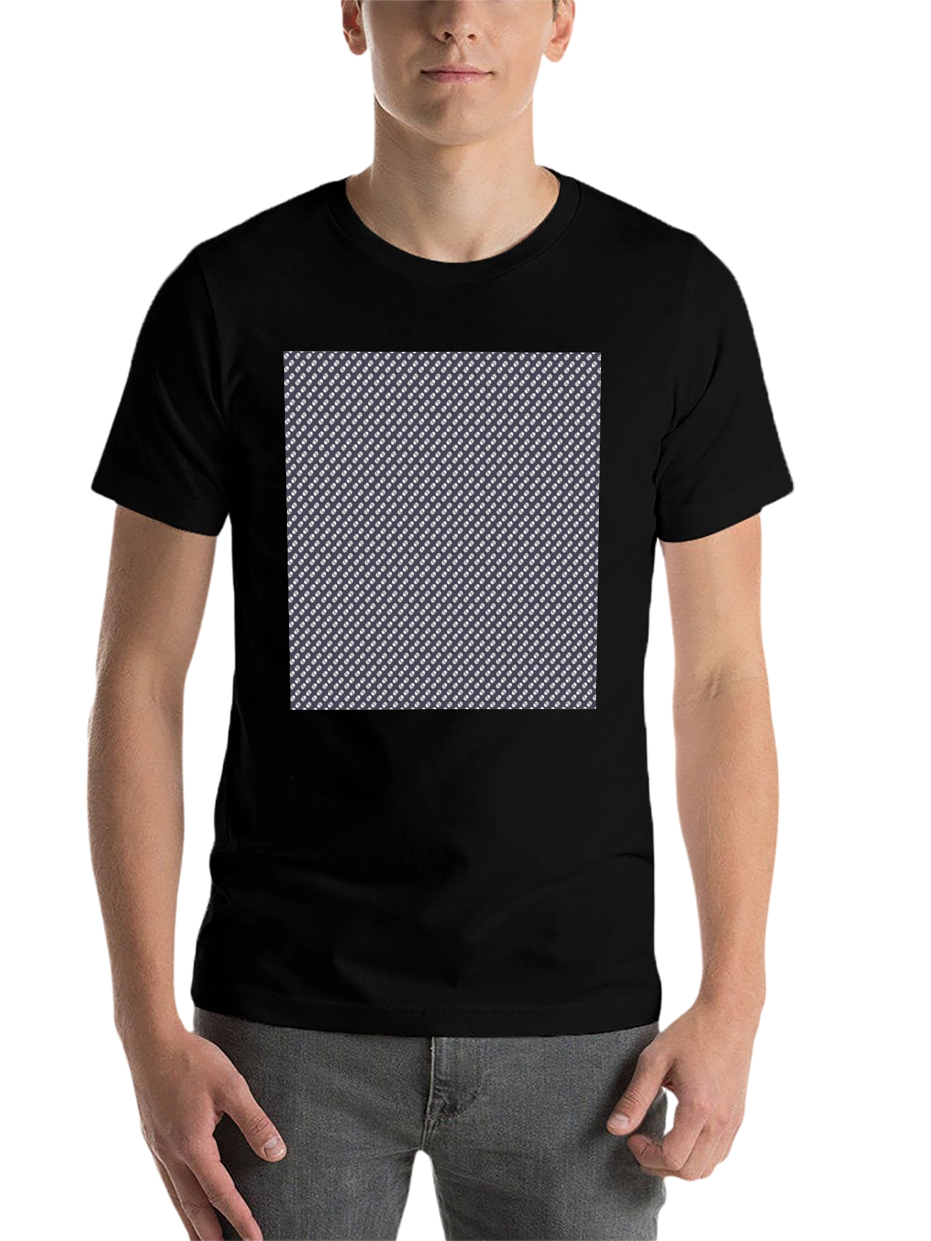 Black Patterned Black T-Shirt - Stylish Casual Wear view 7