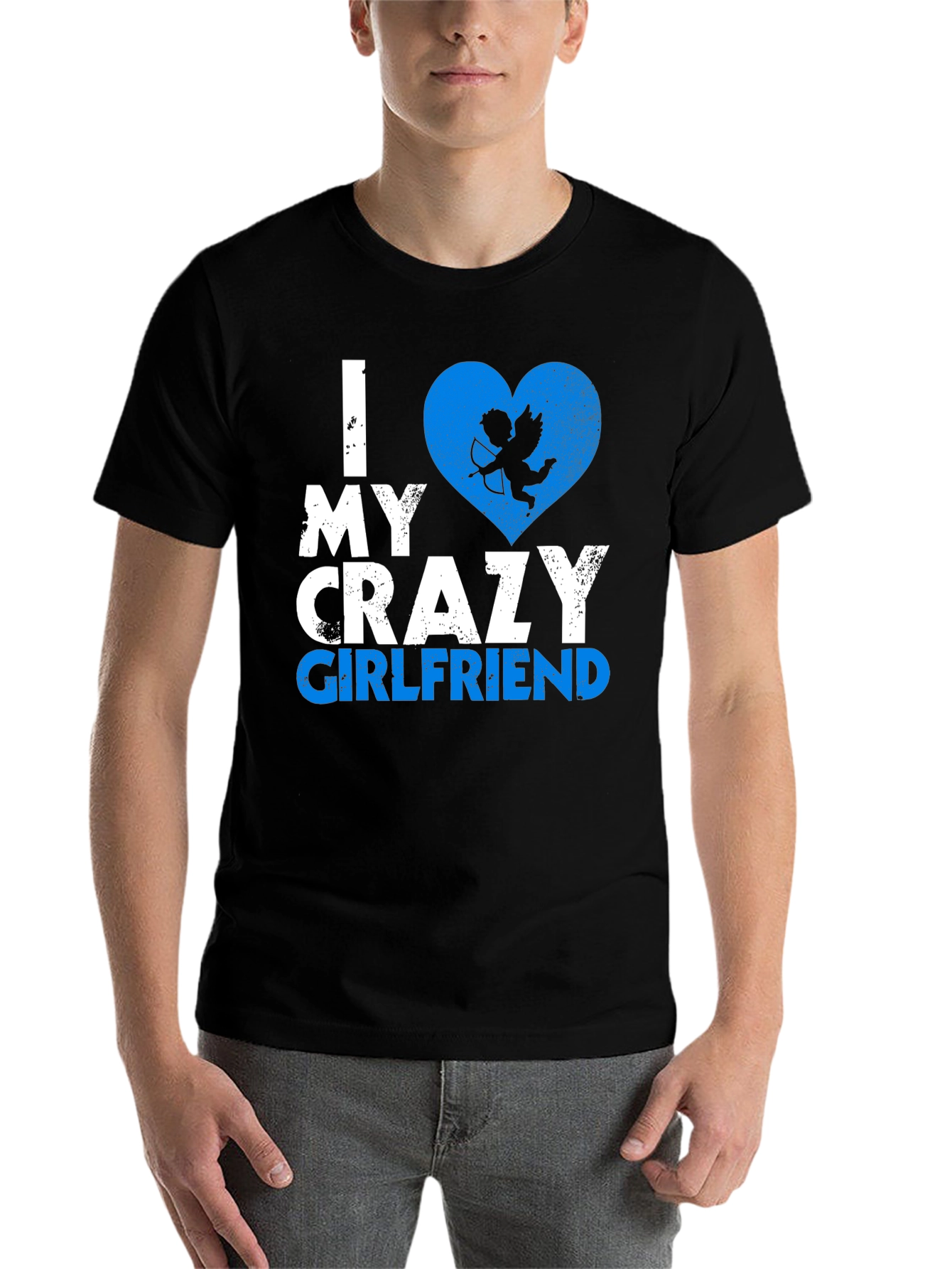 Black I Love My Crazy Girlfriend T-Shirt Valentine's Day Gift view 7