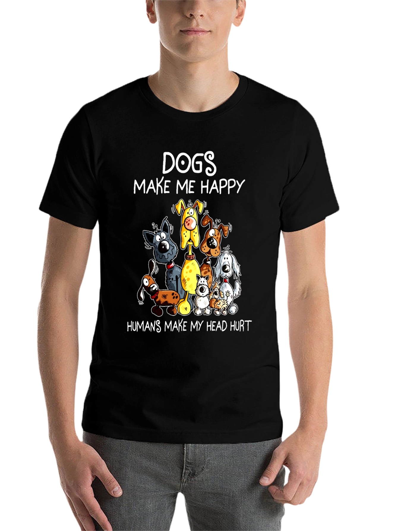 Black Dogs Make Me Happy Graphic T-Shirt view 7