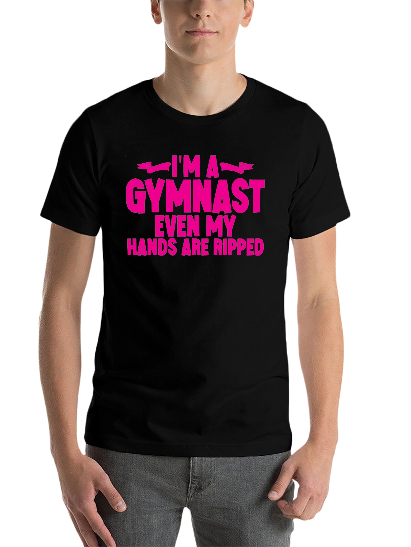 Black I'm A Gymnast Funny Ripped Hands T-Shirt view 7
