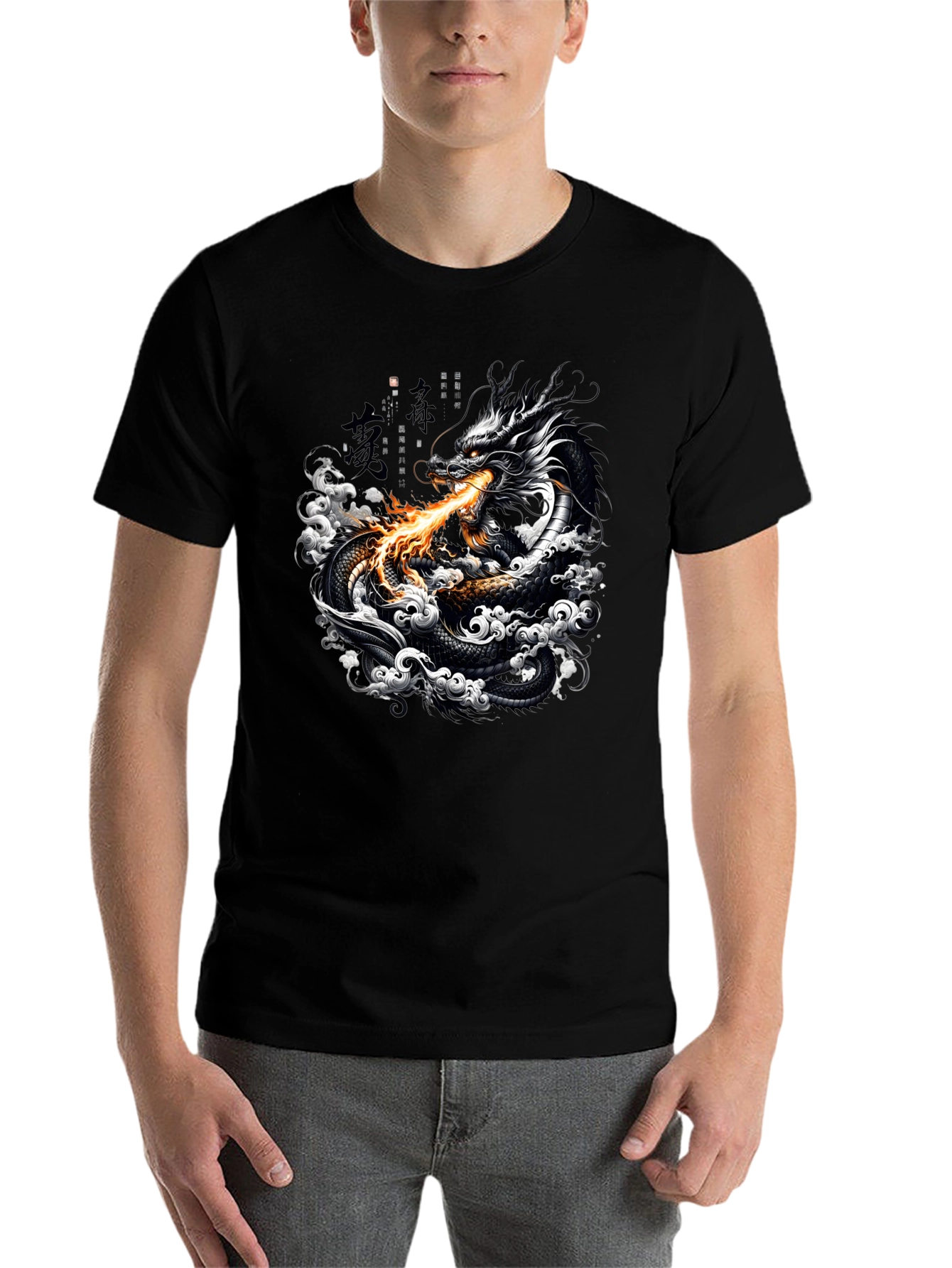 Black Dragon Fire Black Graphic Tee view 7