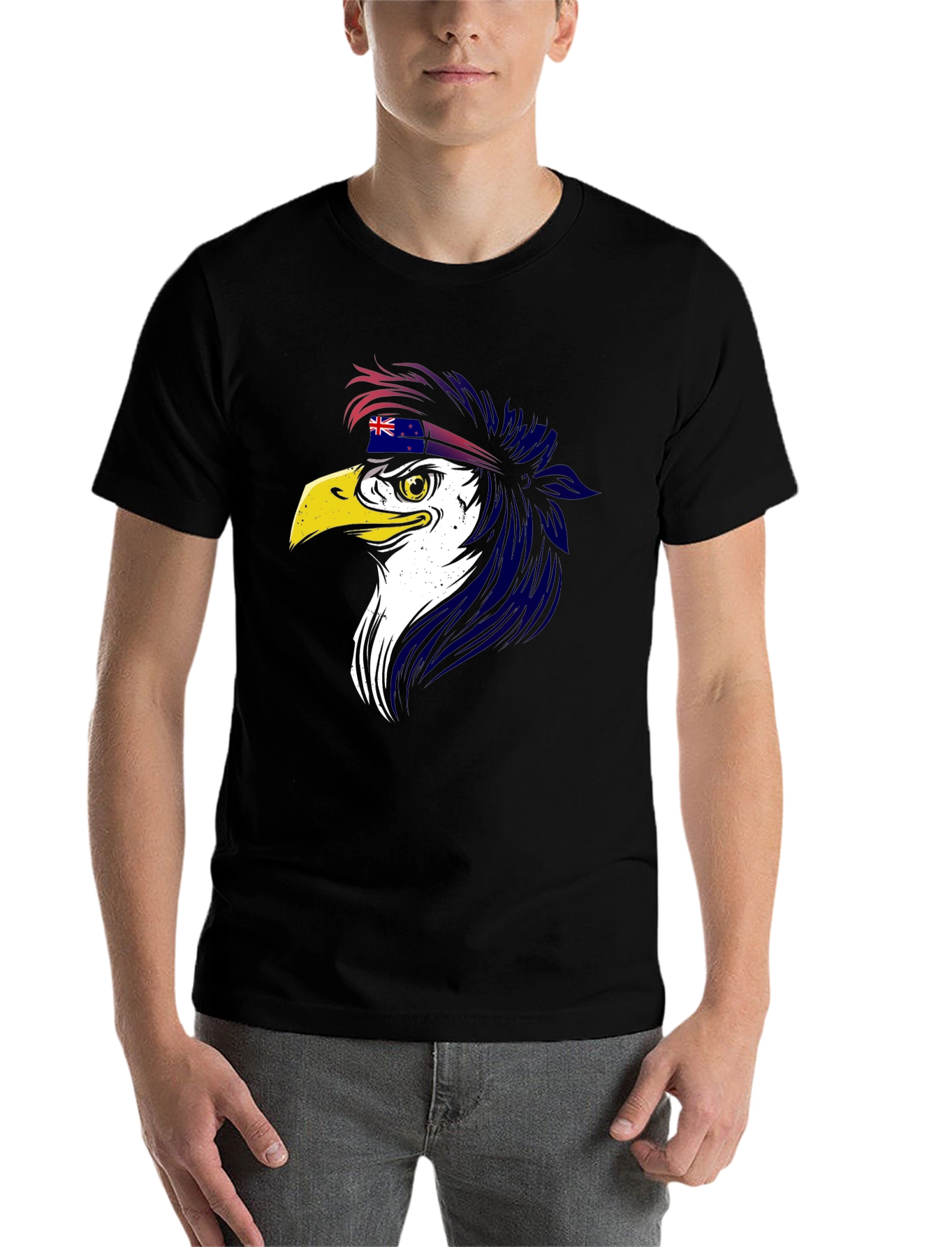 Eagle with New Zealand Flag Headband T-Shirt - 7