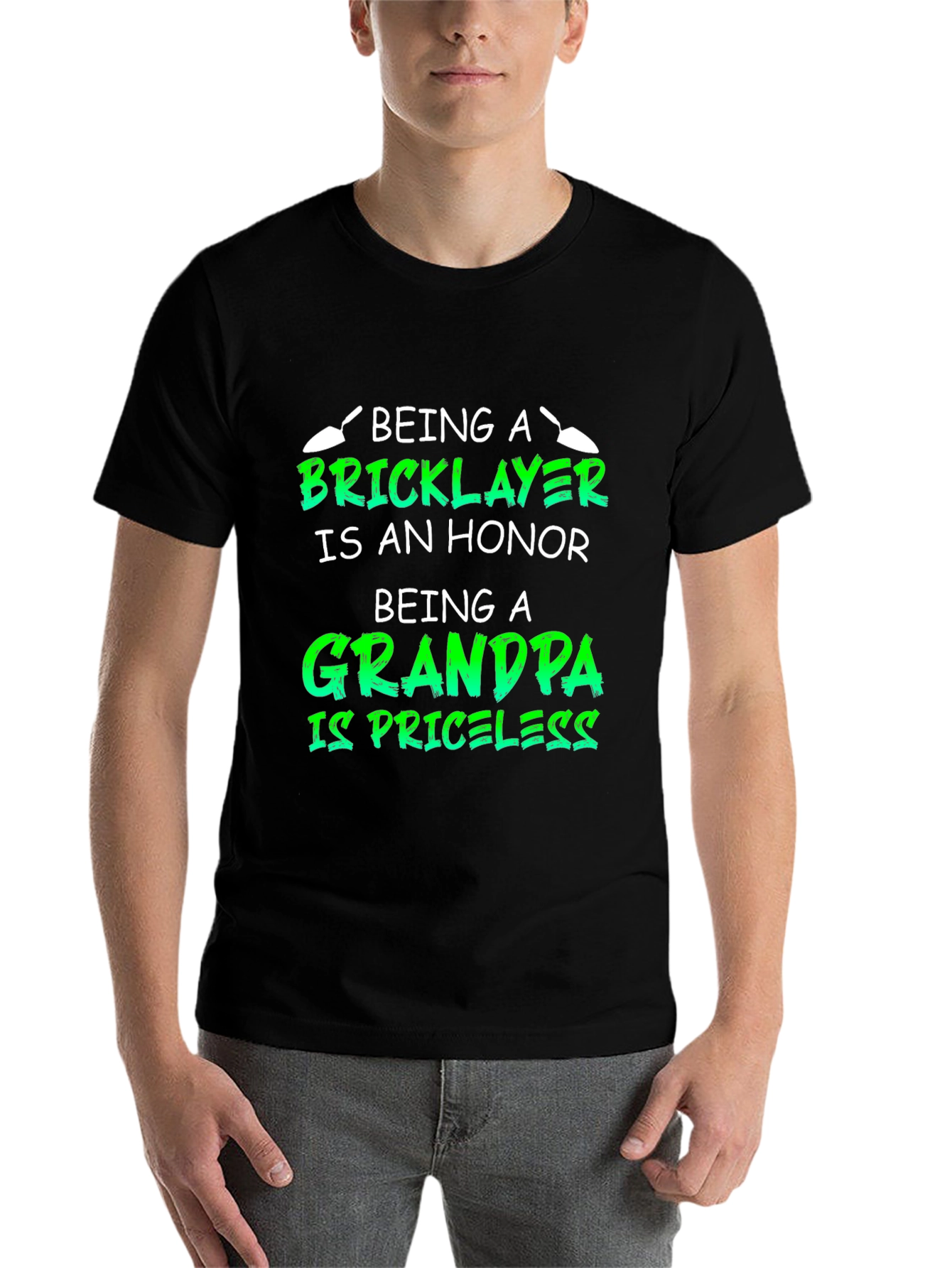 Black Bricklayer Grandpa Honor Priceless Black T-Shirt view 7