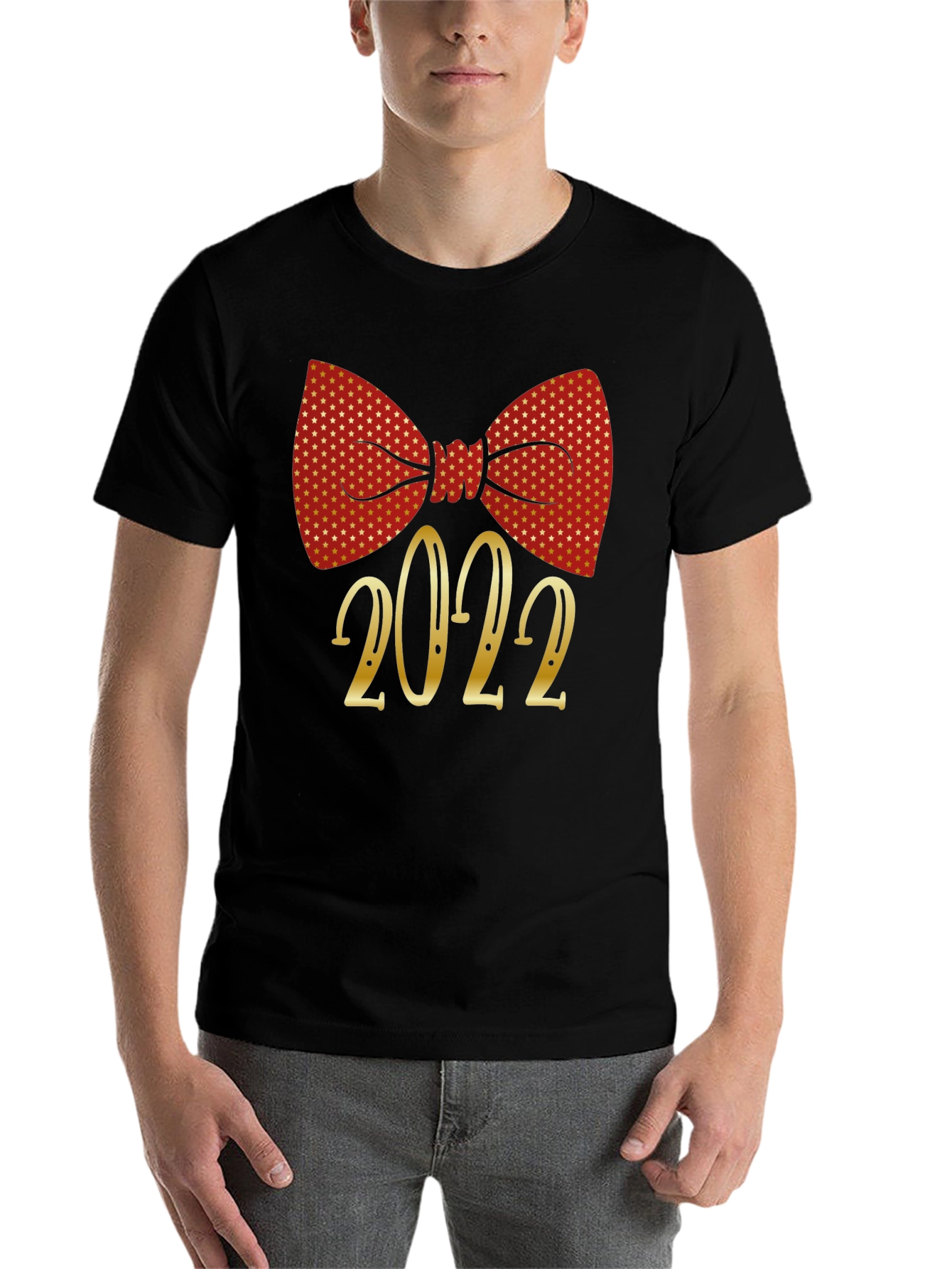 Black Festive 2022 Bow Tie Graphic T-Shirt view 7