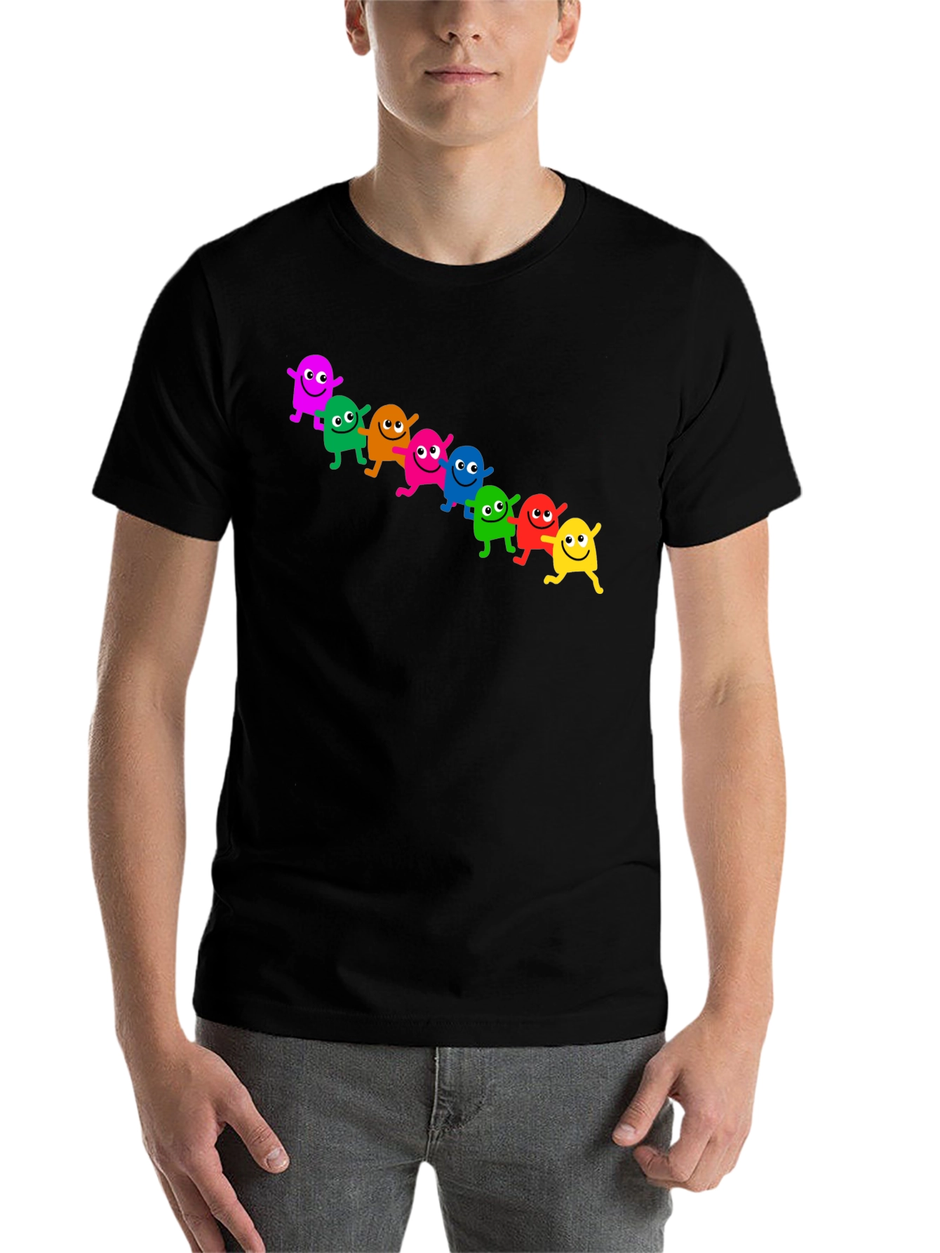 Black Fun & Colorful Cartoon Character Graphic Tee view 7