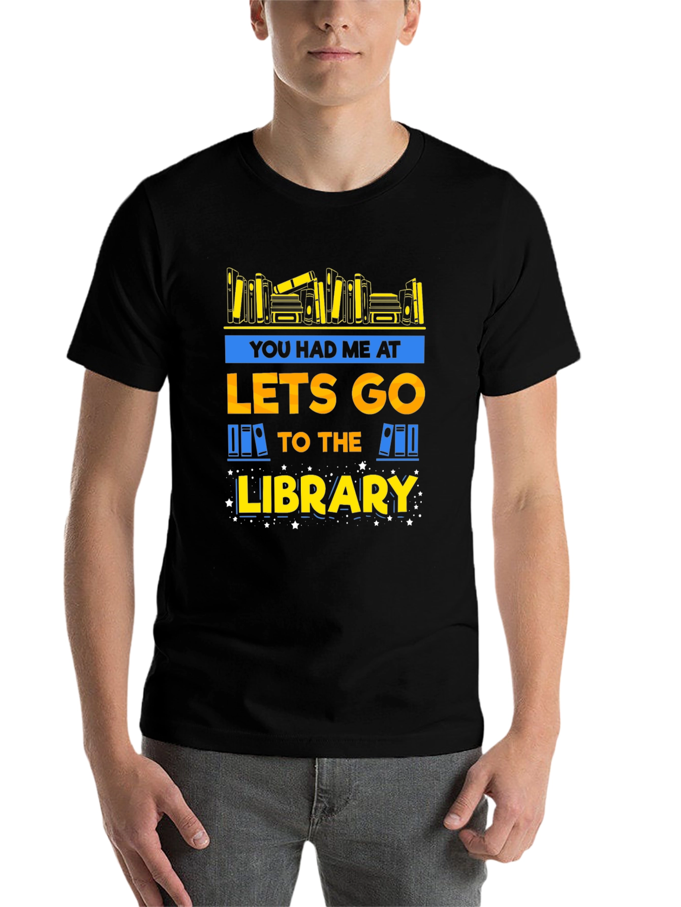 Black Library Lover T-Shirt: You Had Me at Lets Go view 7