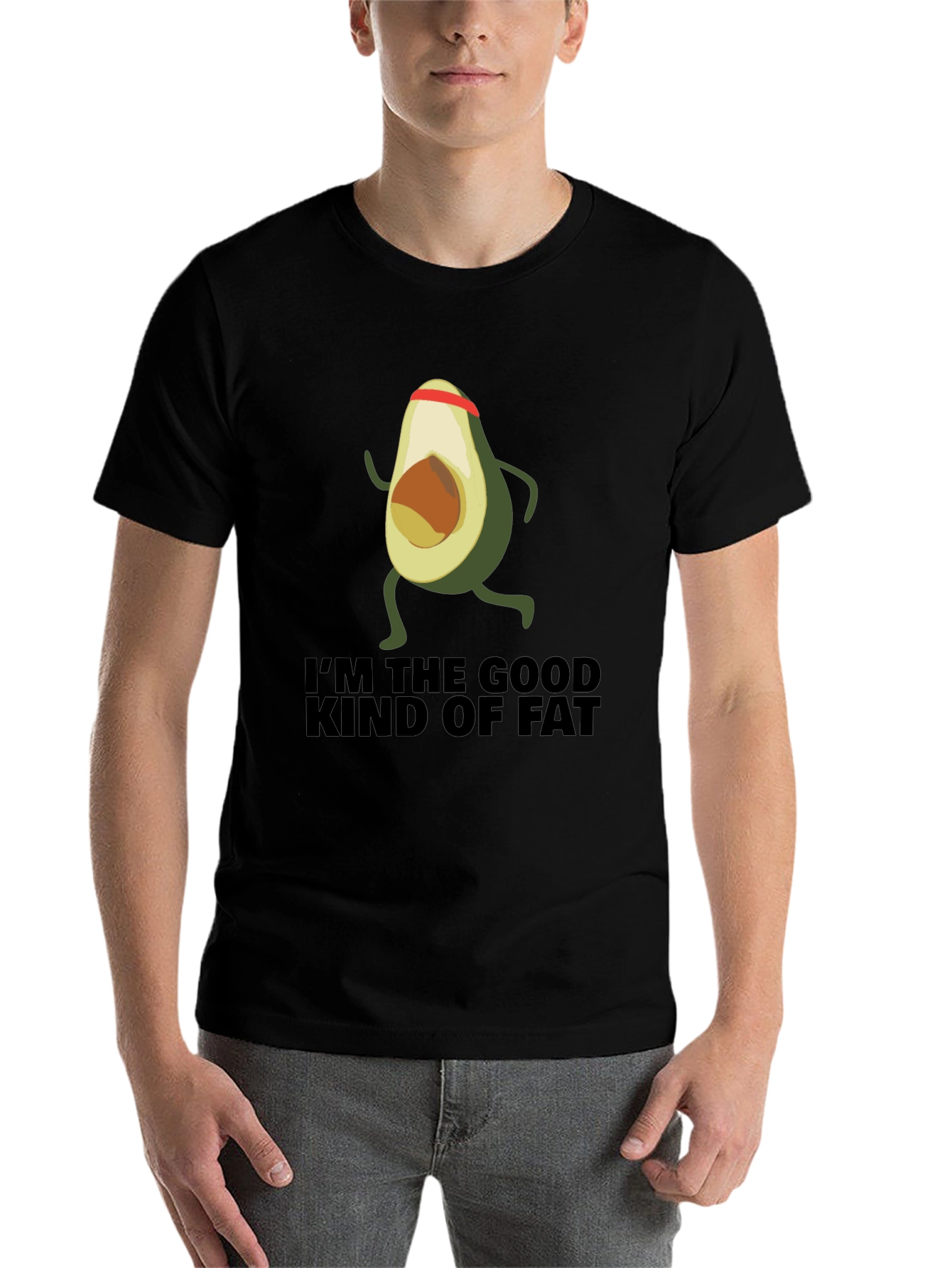 Black Avocado Running T-Shirt - I'm the Good Kind of Fat view 7