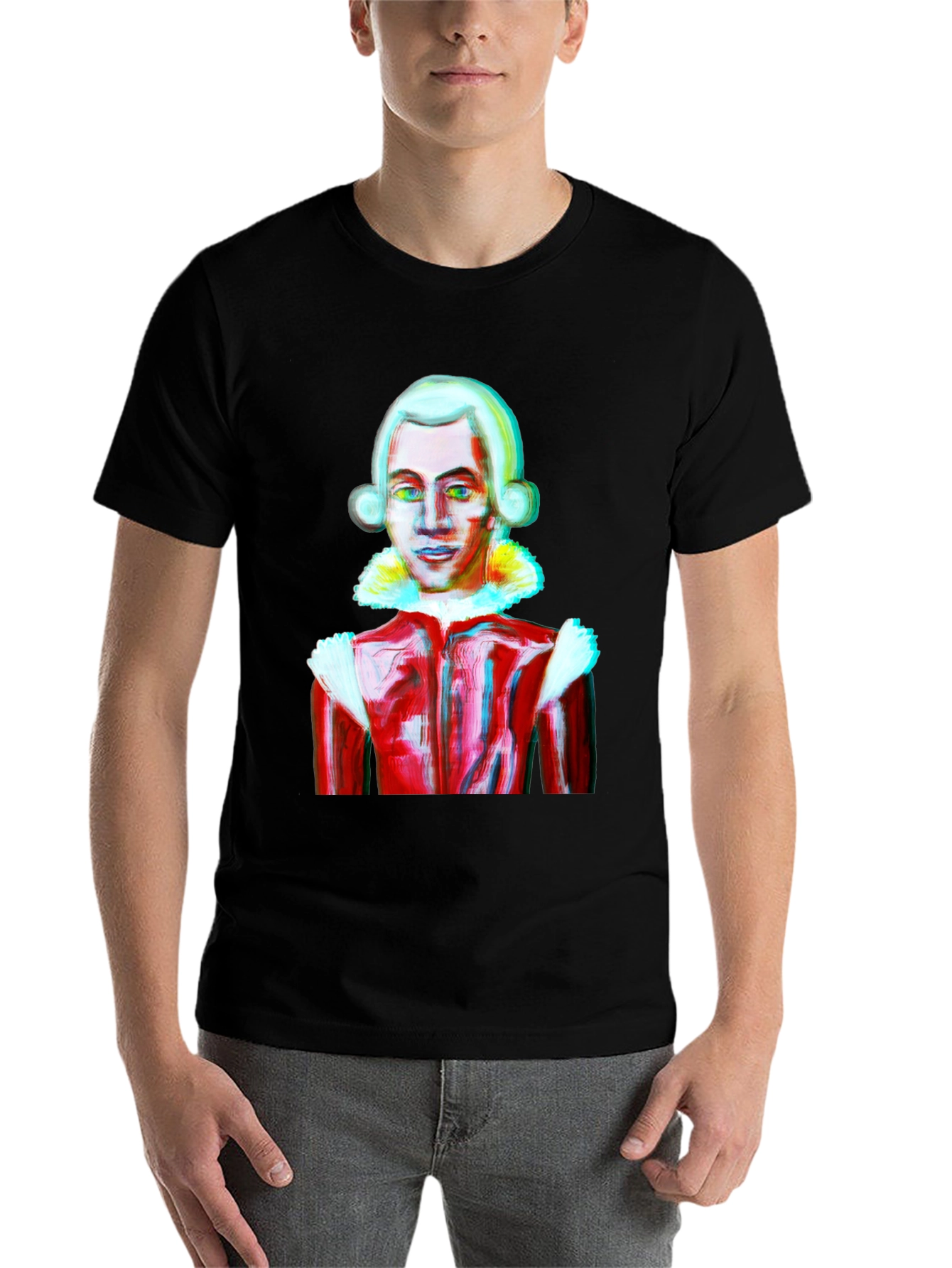 Black Mozart Style Graphic Tee - Artistic T-Shirt view 7
