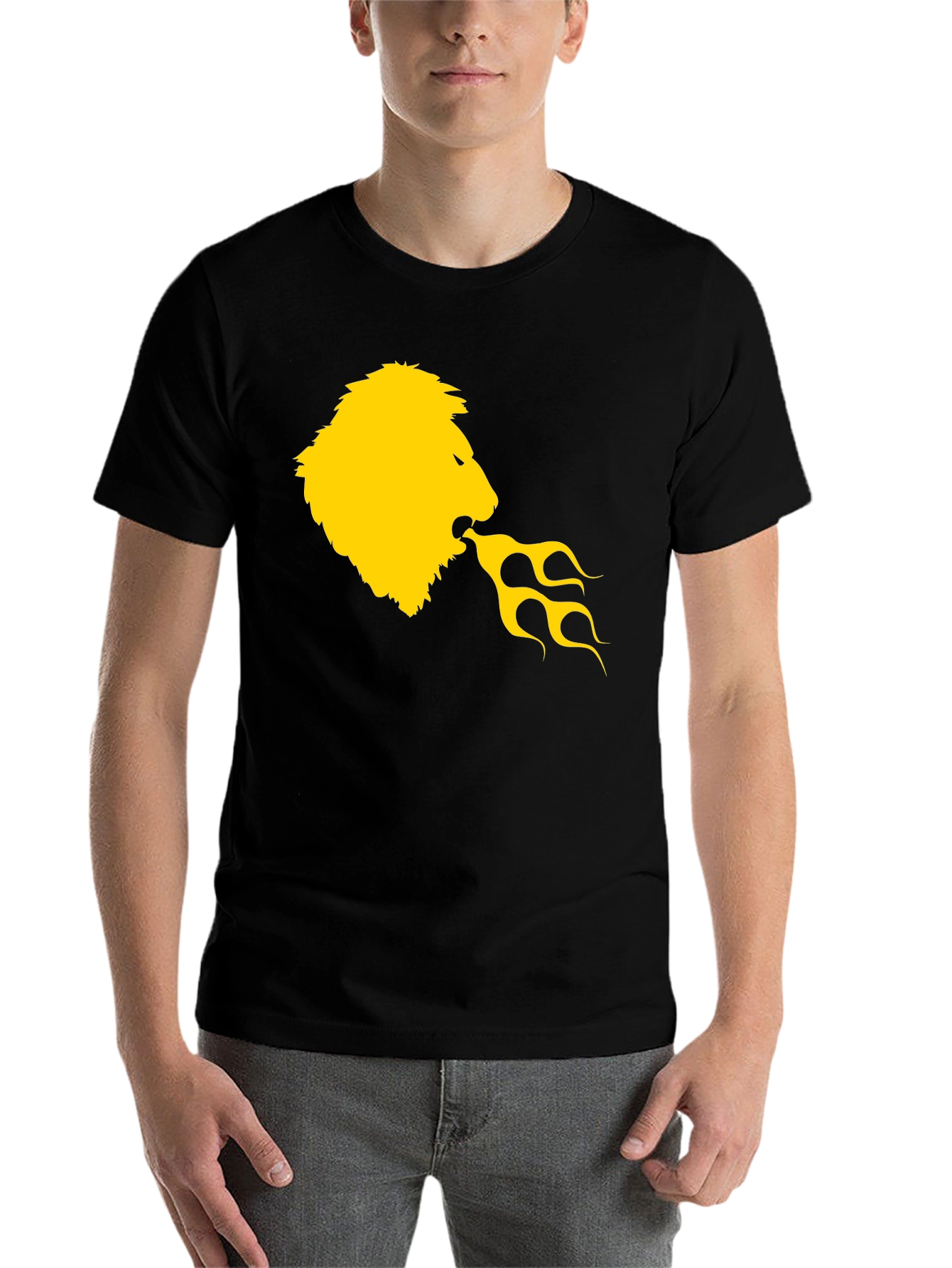 Black Lion Fire Breath Graphic Tee - Black view 7