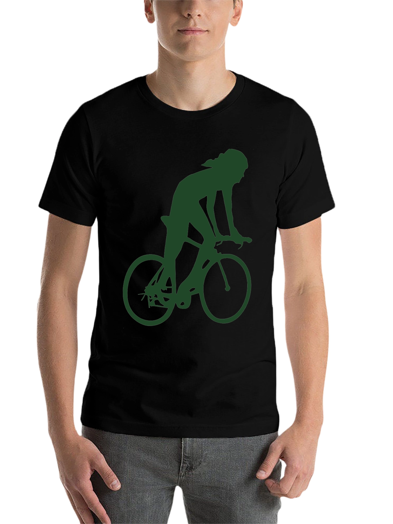 Black Cyclist Graphic Tee - Black Cotton Blend T-Shirt view 7