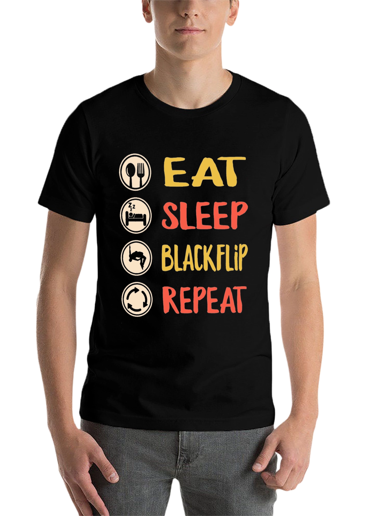Black Eat Sleep Blackflip Repeat T-Shirt view 7