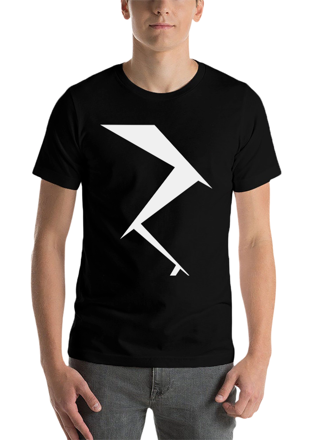 Black Geometric Lightning Bolt Graphic Tee - Black view 7