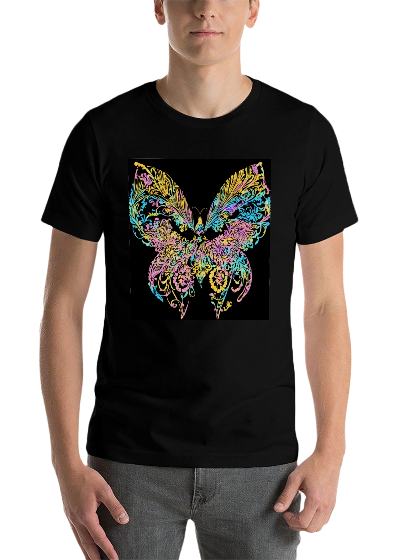 Black Butterfly Art Black T-Shirt view 7