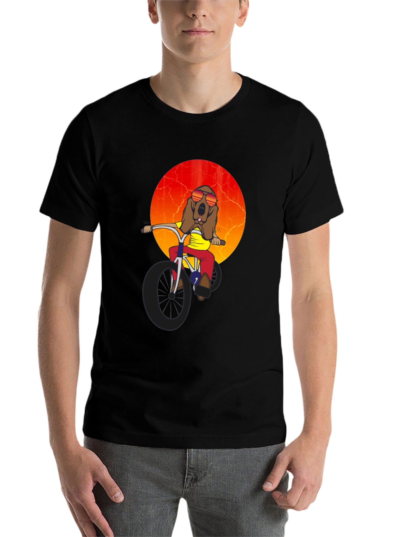 Black Dog on Bike Graphic Tee view 7