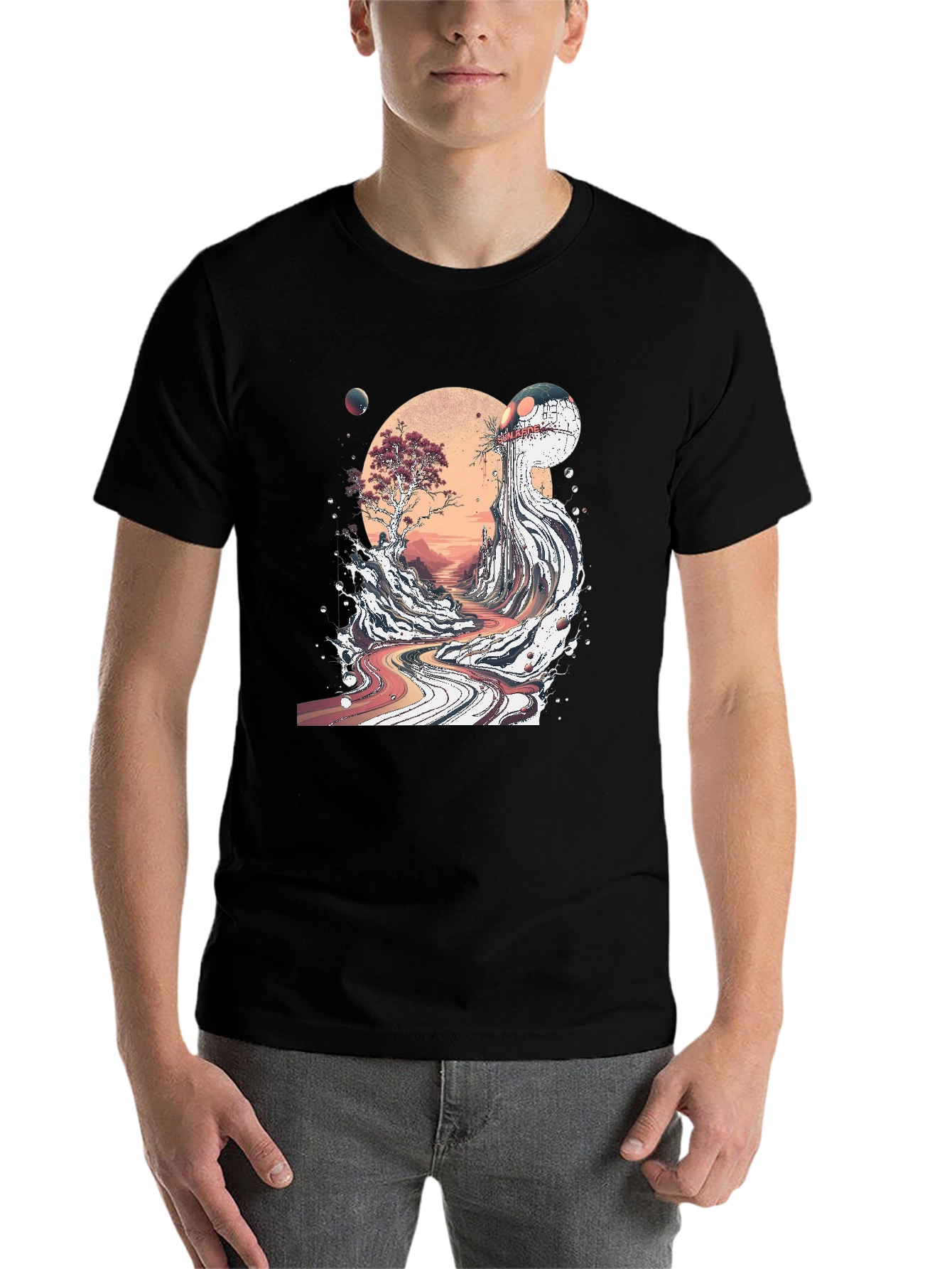 Black Ukiyo-e Inspired Graphic T-Shirt view 7