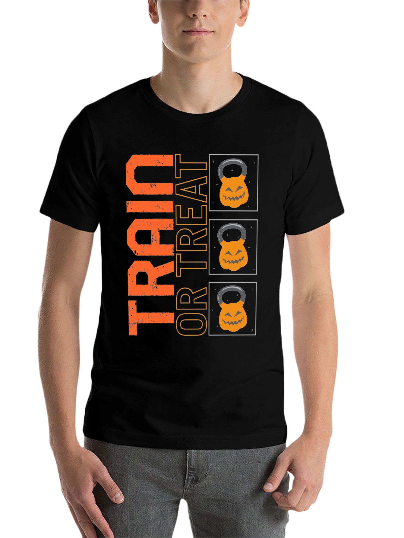 Black Train or Treat Halloween Gym T-Shirt view 7