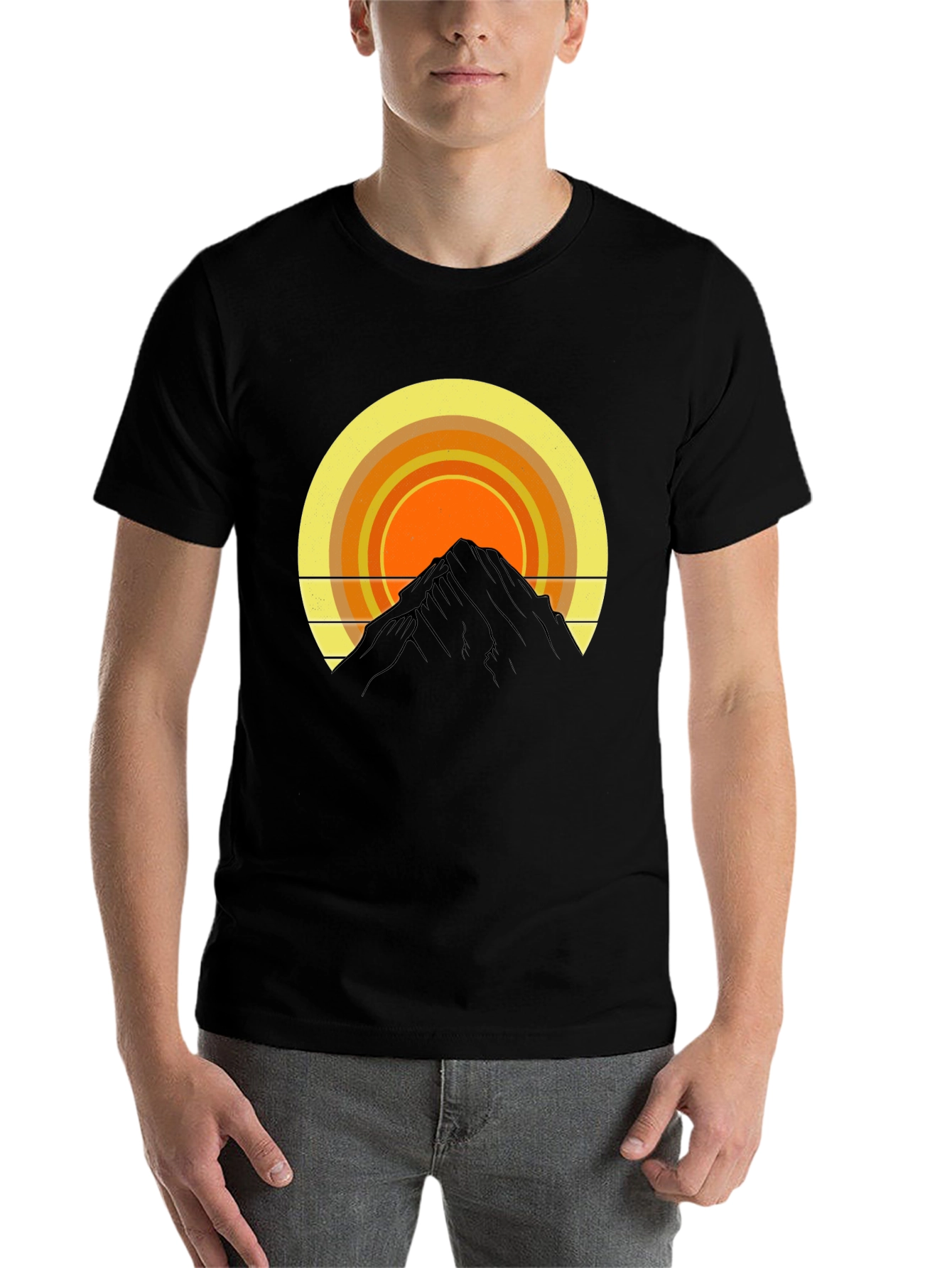 Black Mountain Sunset Graphic Tee - Retro Style view 7