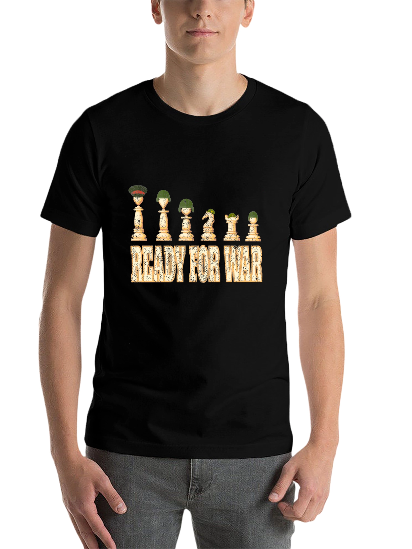 Black Ready for War Chess Piece T-Shirt view 7