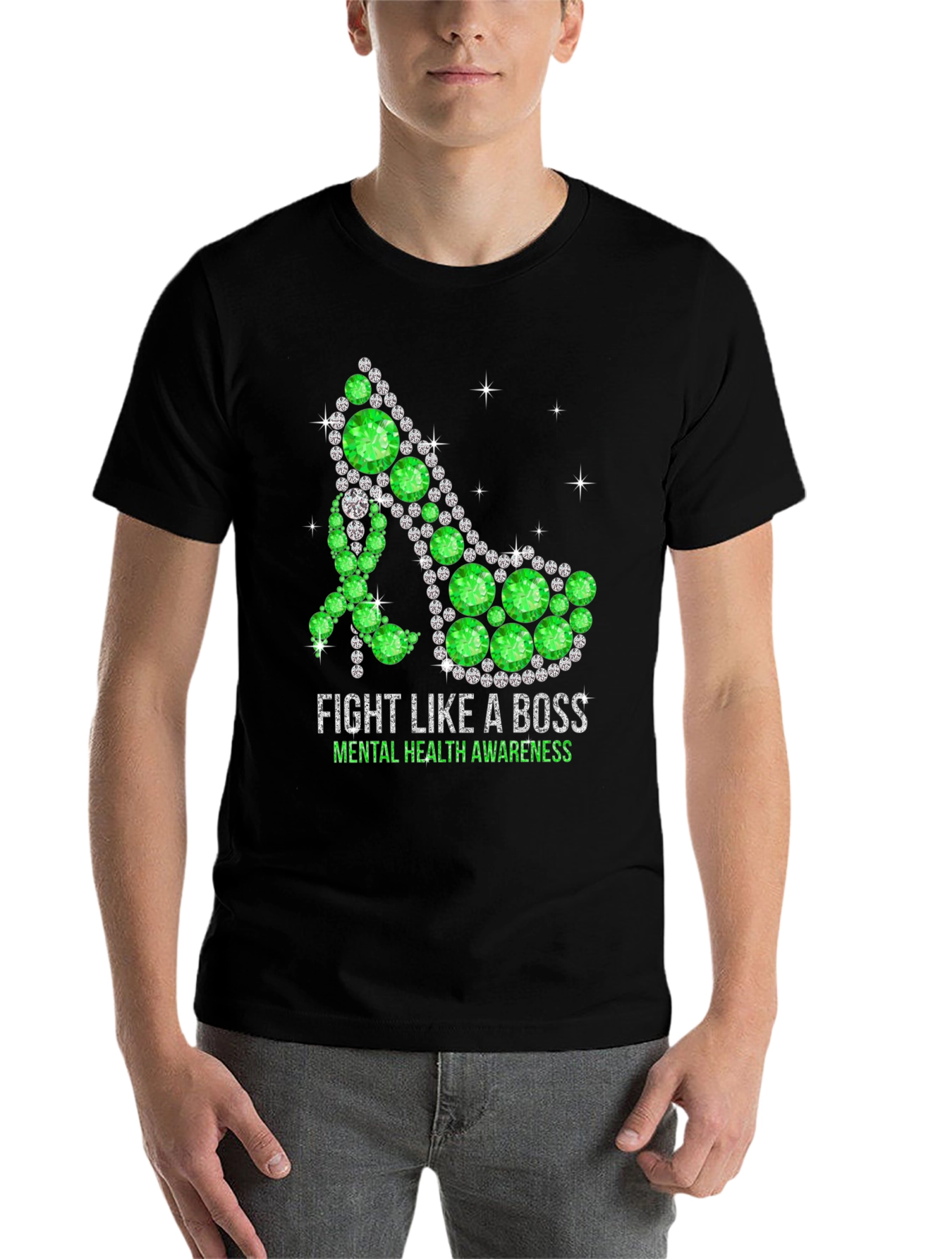 Black Fight Like A Boss Mental Health Awareness Shoe T-Shirt view 7