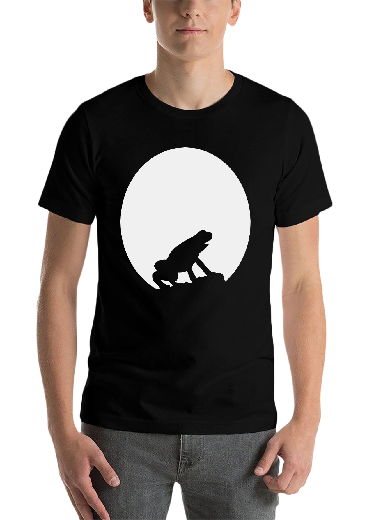 Black Frog Moon Silhouette Black T-Shirt view 7