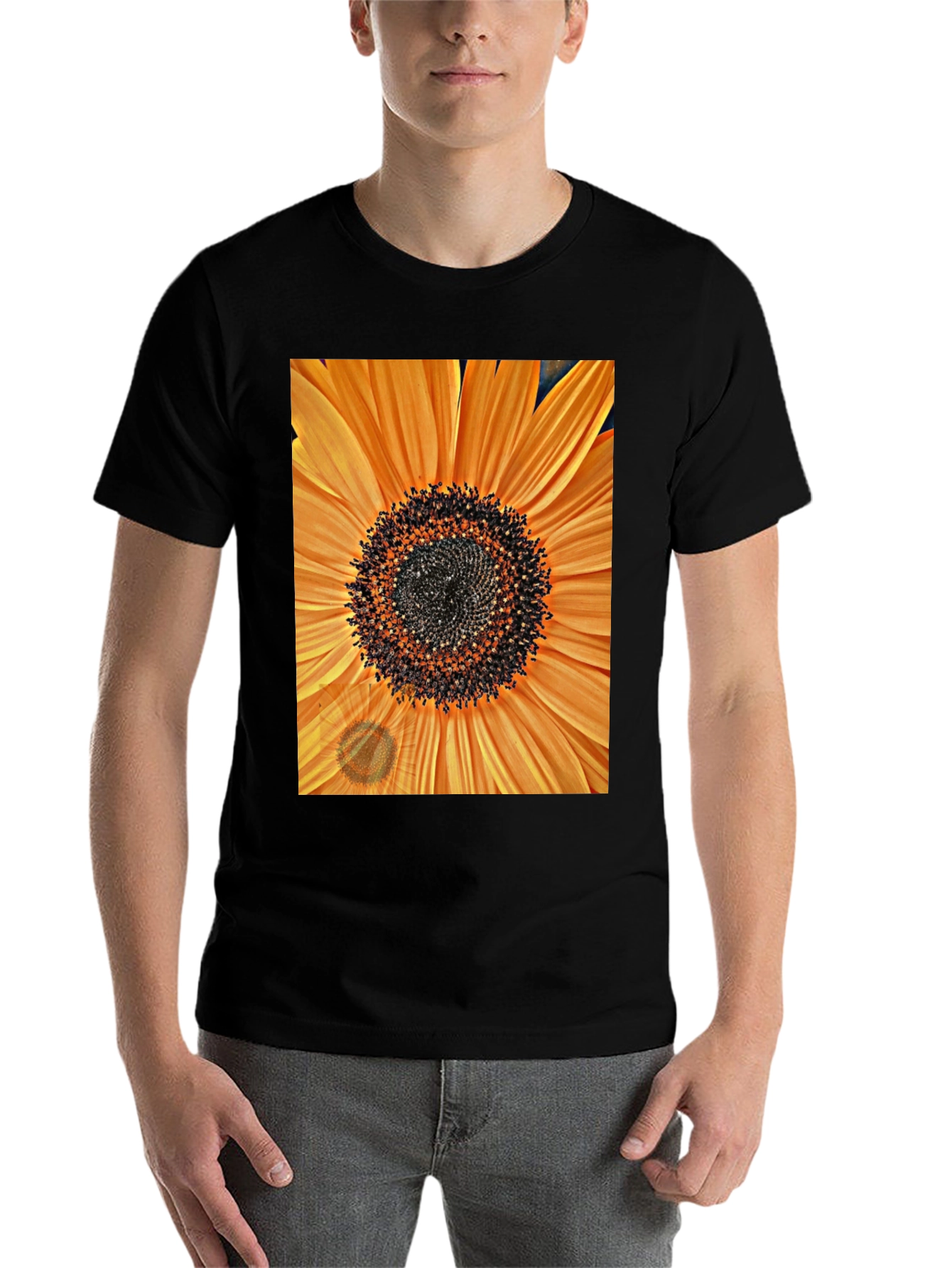 Black Sunflower Graphic Tee - Bold Floral Design view 7