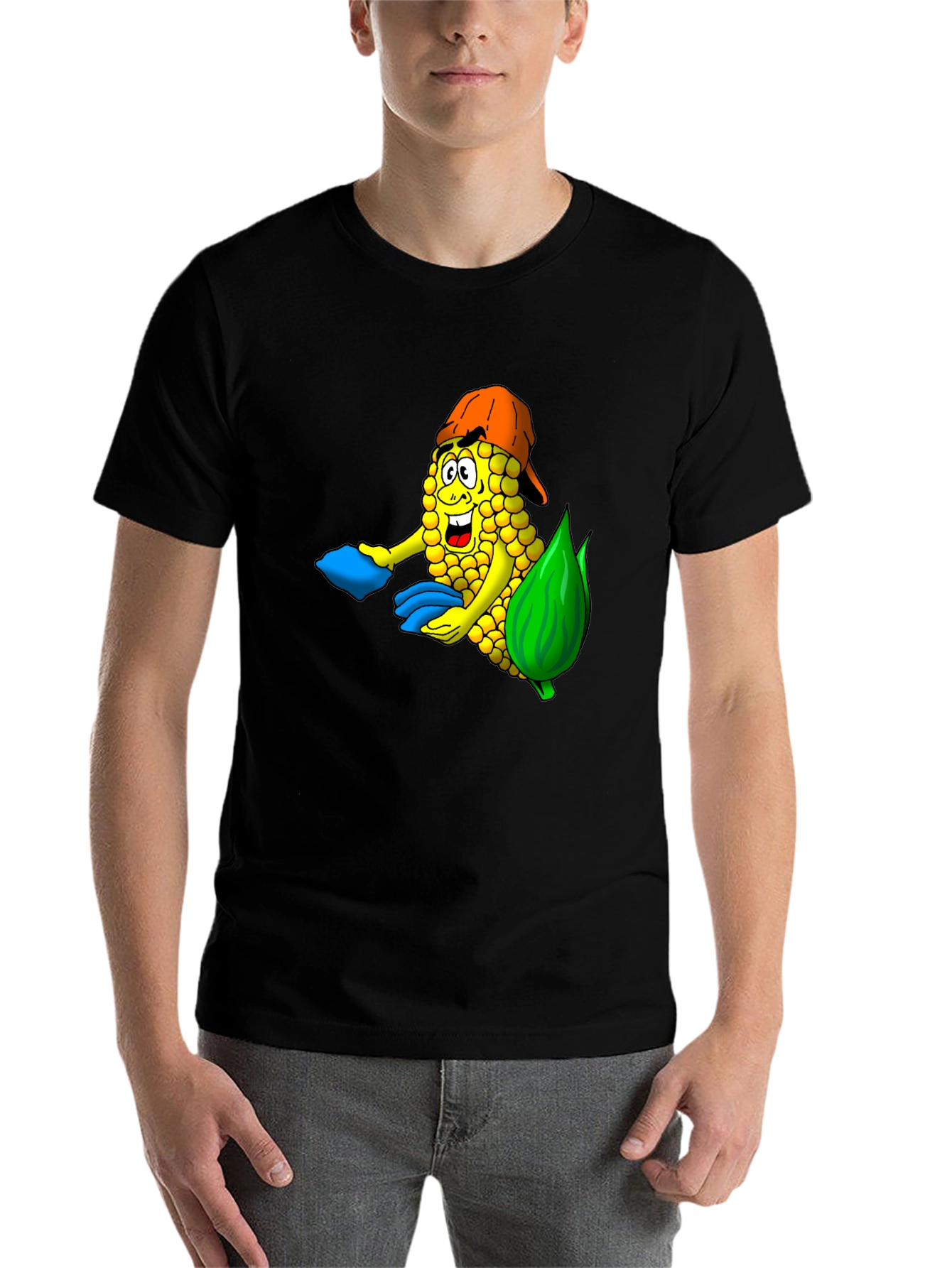 Black Corn Cob Cartoon T-Shirt view 7