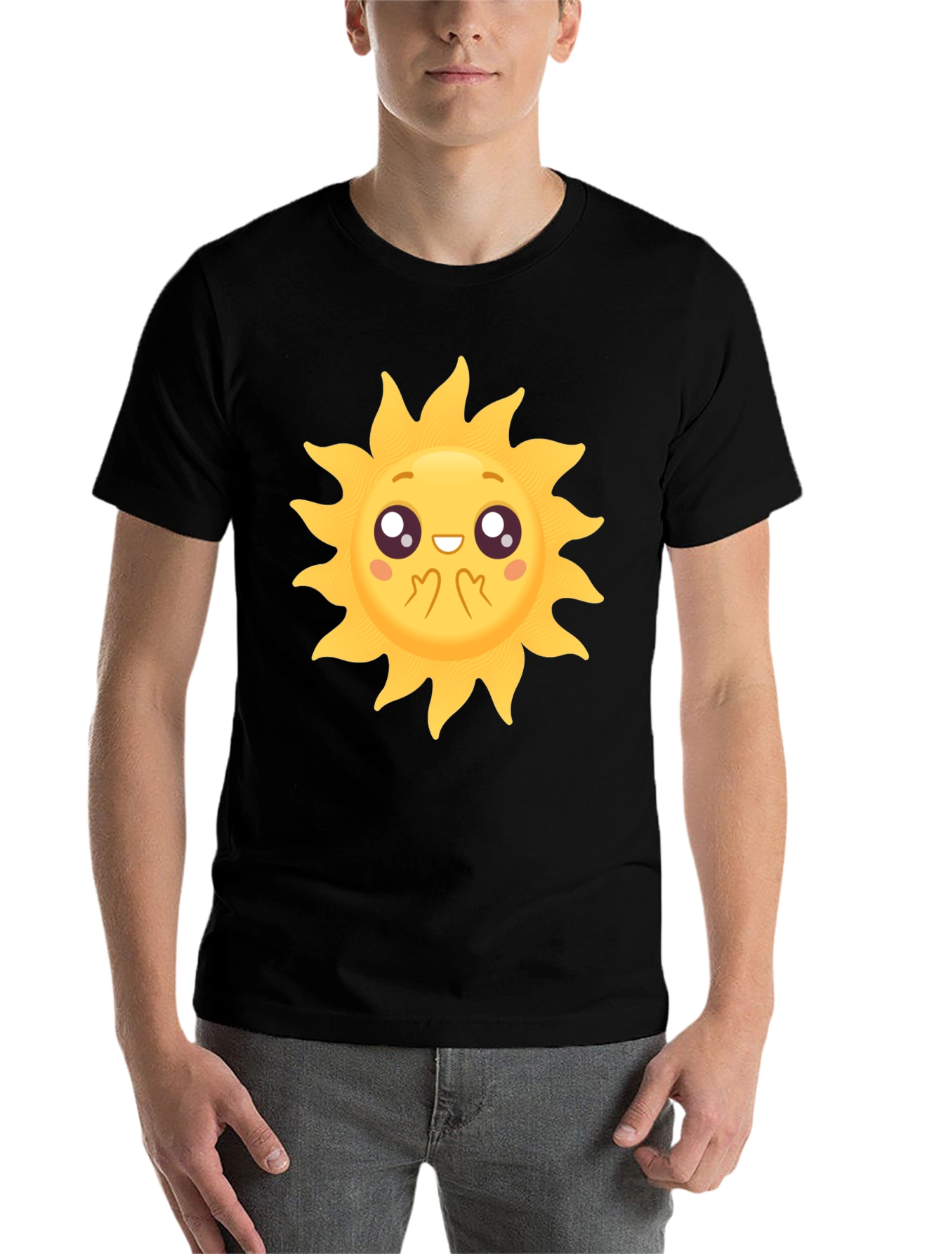 Black Cute Sun Graphic Black T-Shirt view 7